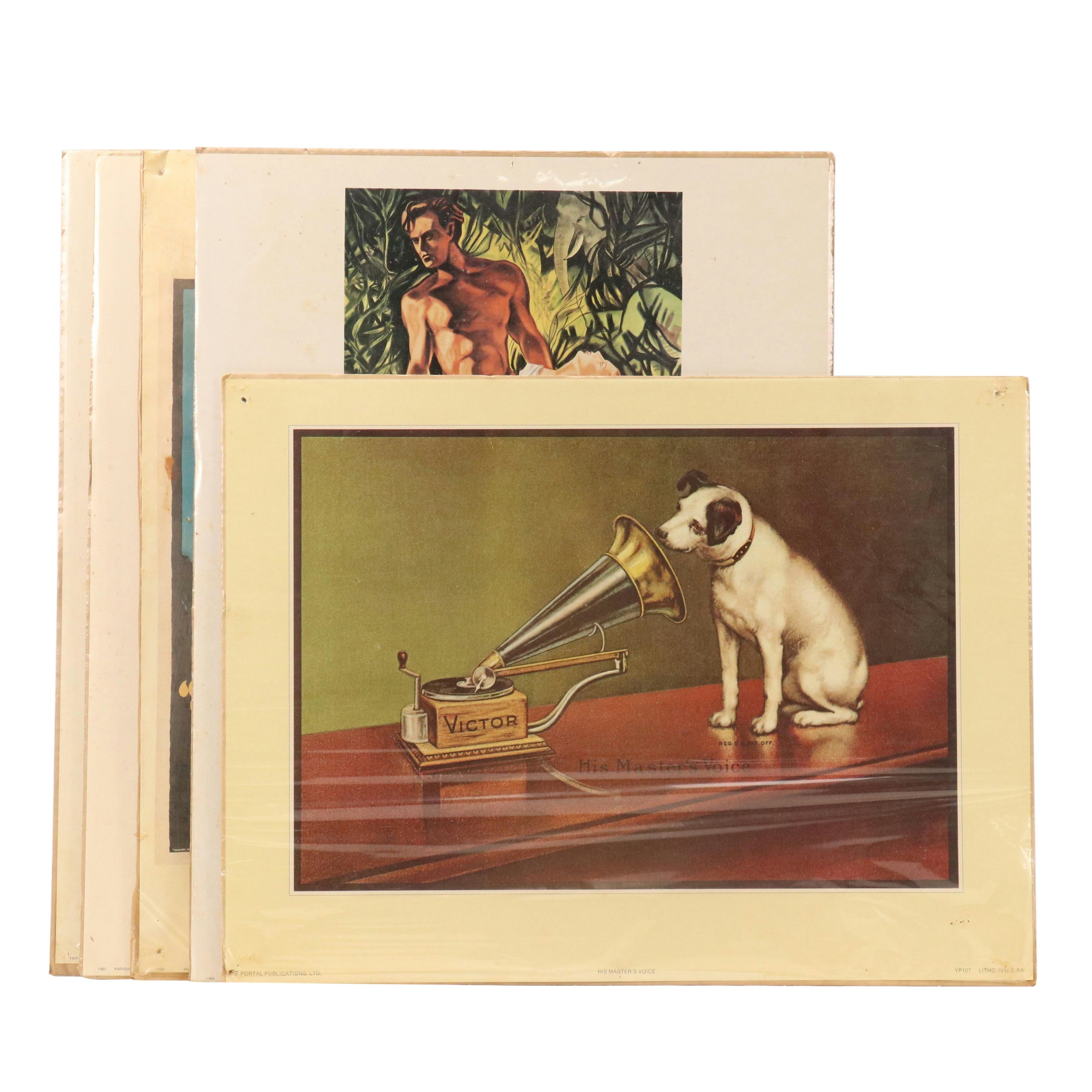 After Barraud "His Master's Voice" and More Offset Lithograph Posters