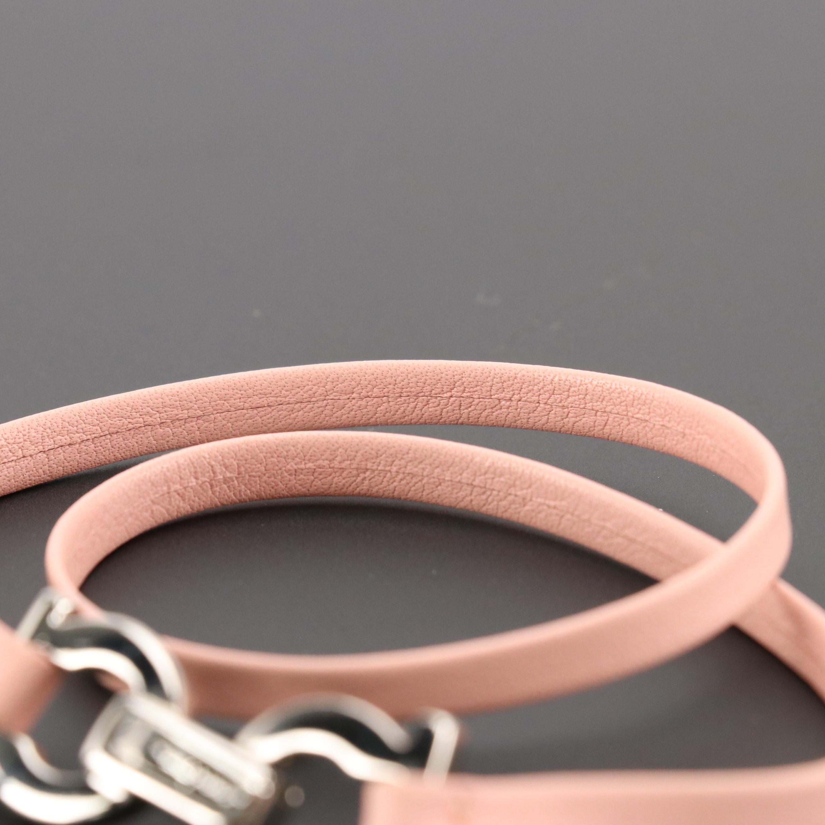 Salvatore Ferragamo Silver Tone Gancini Wrap Bracelet in Pink Leather