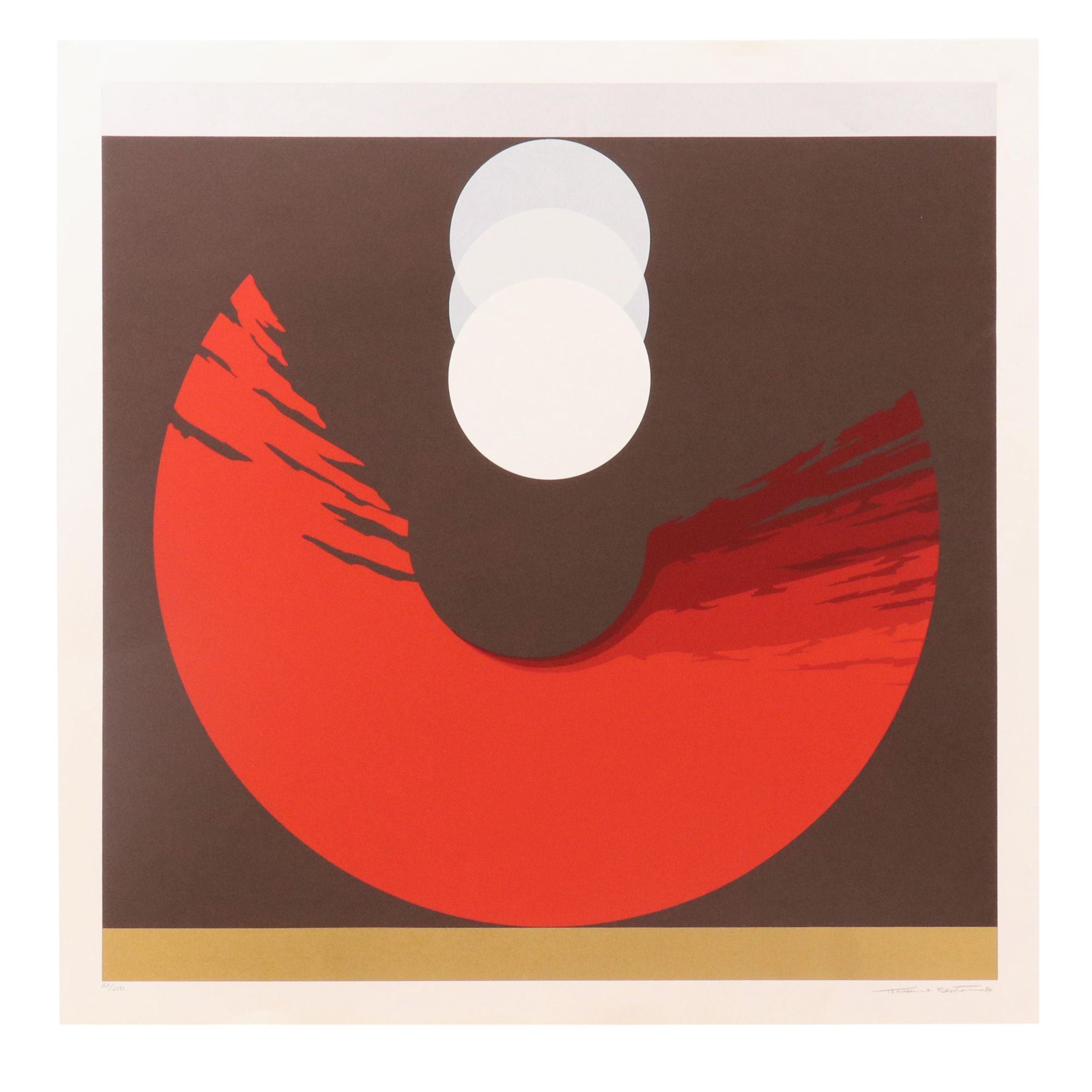 Thomas Whelan Benton Abstract Serigraph "Evolution Series – Red," 1981