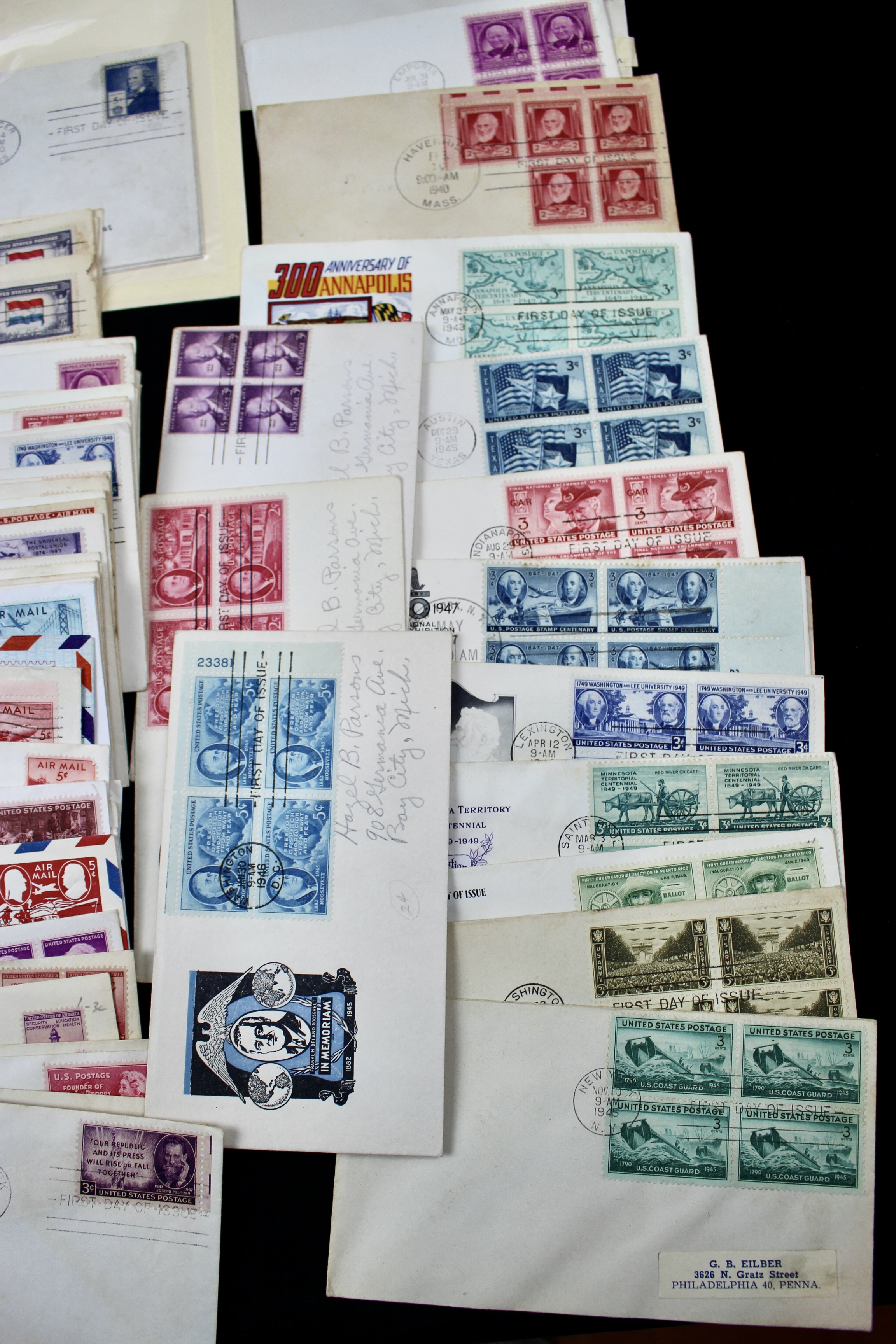 Over 270 Earlier U.S. First Day Covers, 1937 to 1949