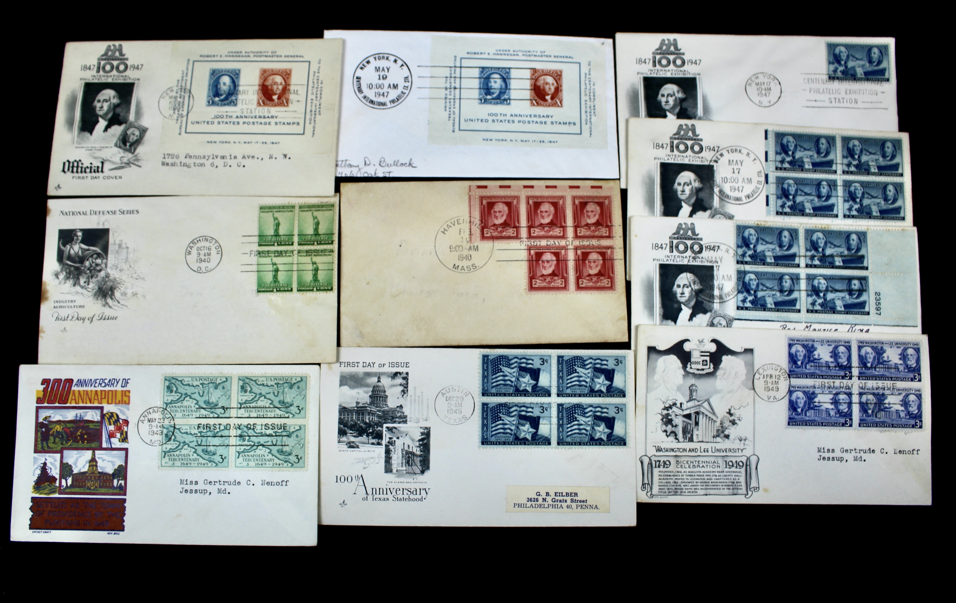 Over 270 Earlier U.S. First Day Covers, 1937 to 1949