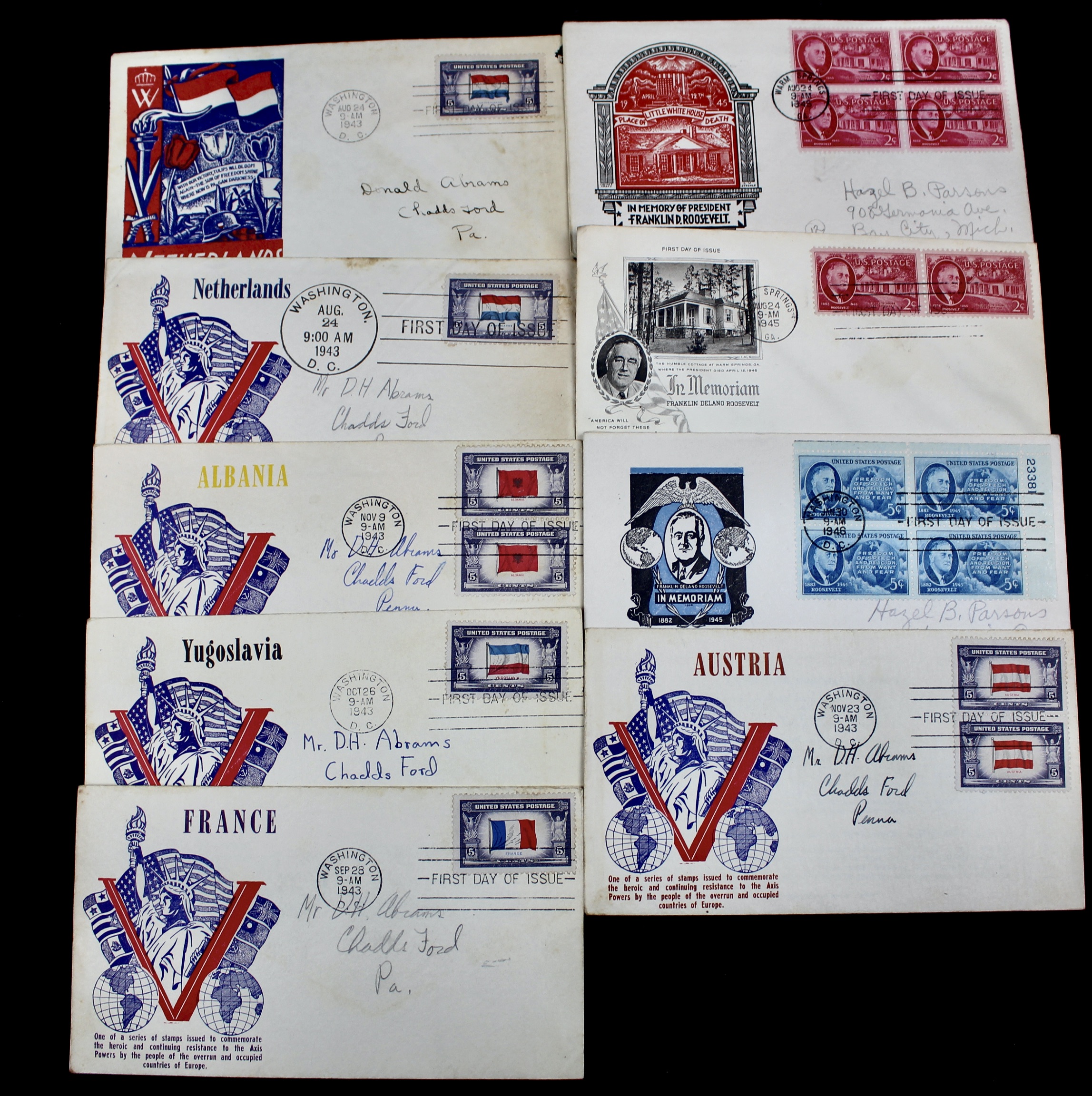 Over 270 Earlier U.S. First Day Covers, 1937 to 1949
