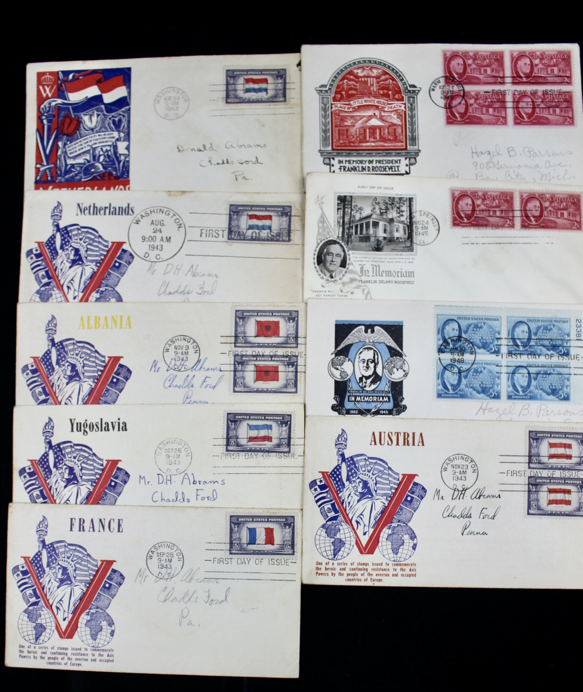 Over 270 Earlier U.S. First Day Covers, 1937 to 1949