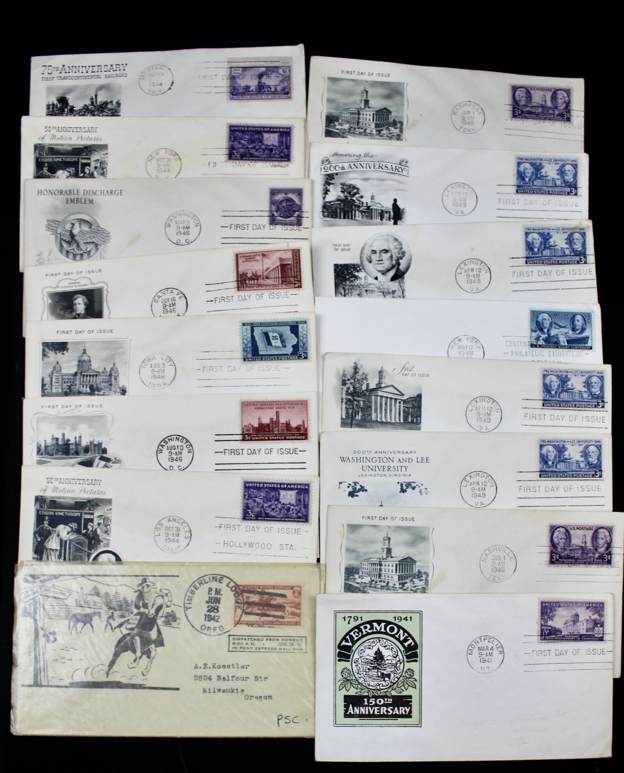 Over 270 Earlier U.S. First Day Covers, 1937 to 1949