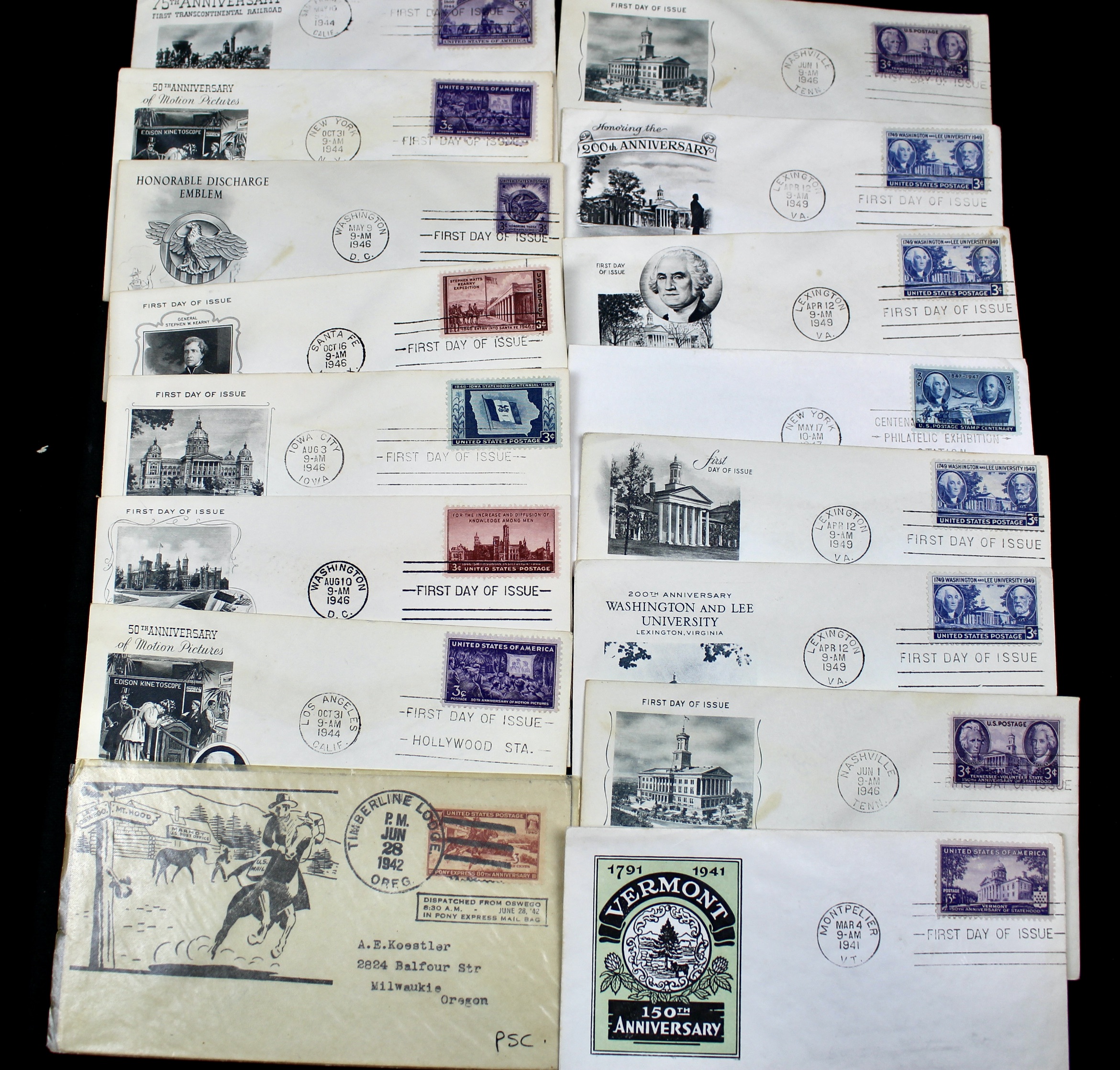 Over 270 Earlier U.S. First Day Covers, 1937 to 1949