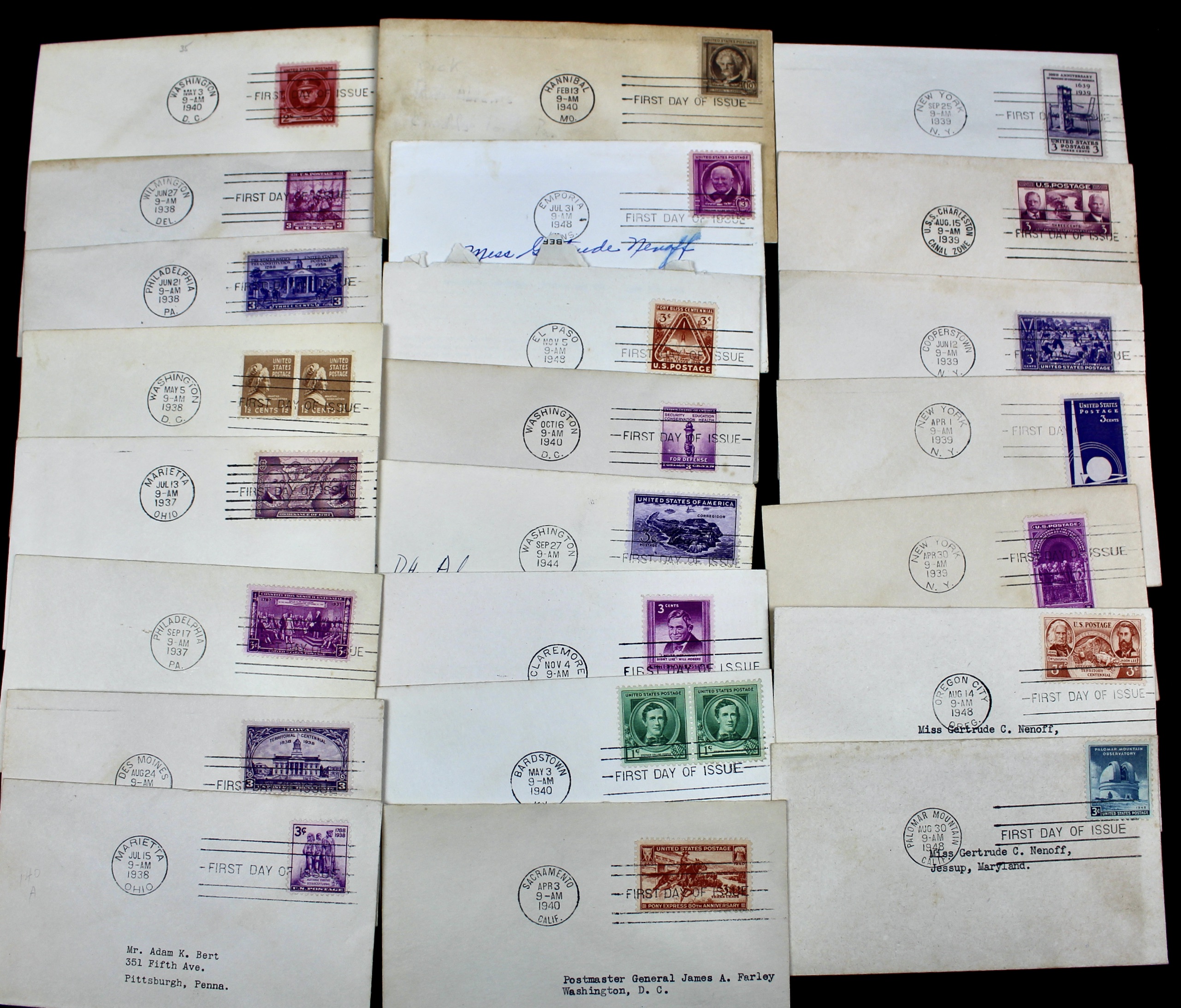 Over 270 Earlier U.S. First Day Covers, 1937 to 1949