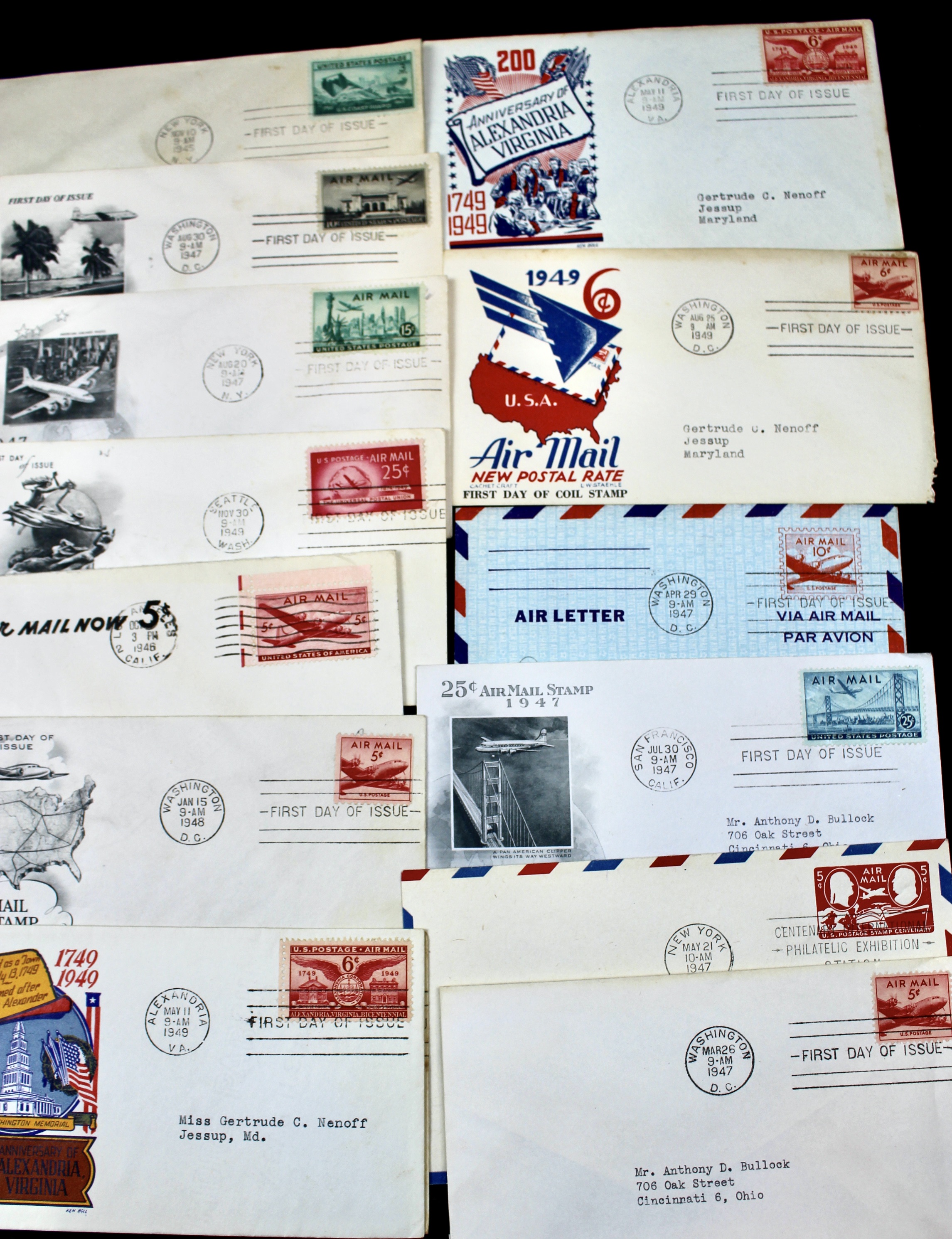 Over 270 Earlier U.S. First Day Covers, 1937 to 1949