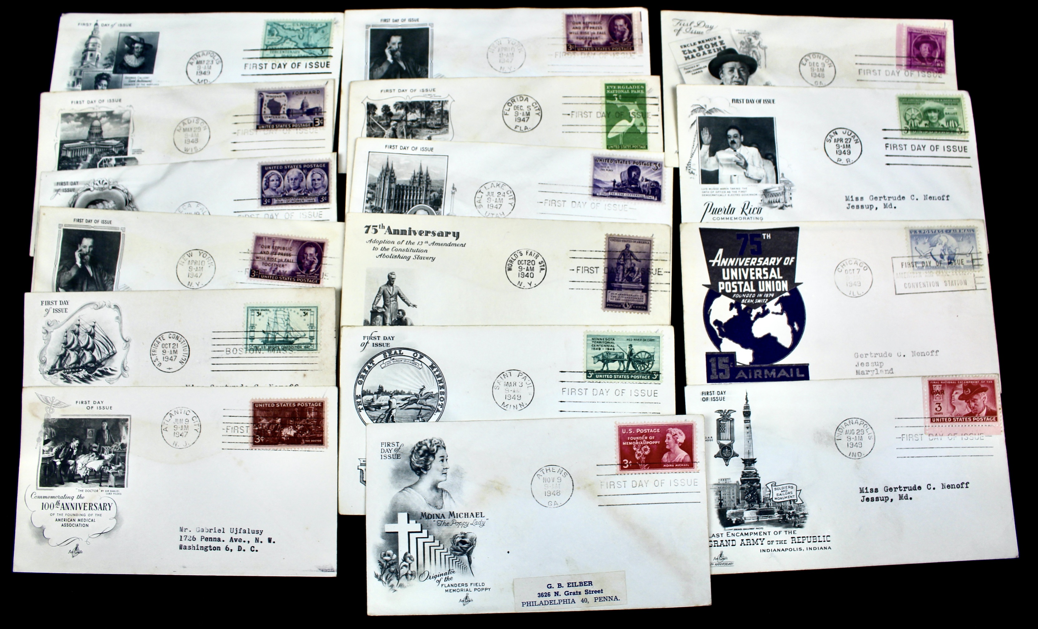 Over 270 Earlier U.S. First Day Covers, 1937 to 1949