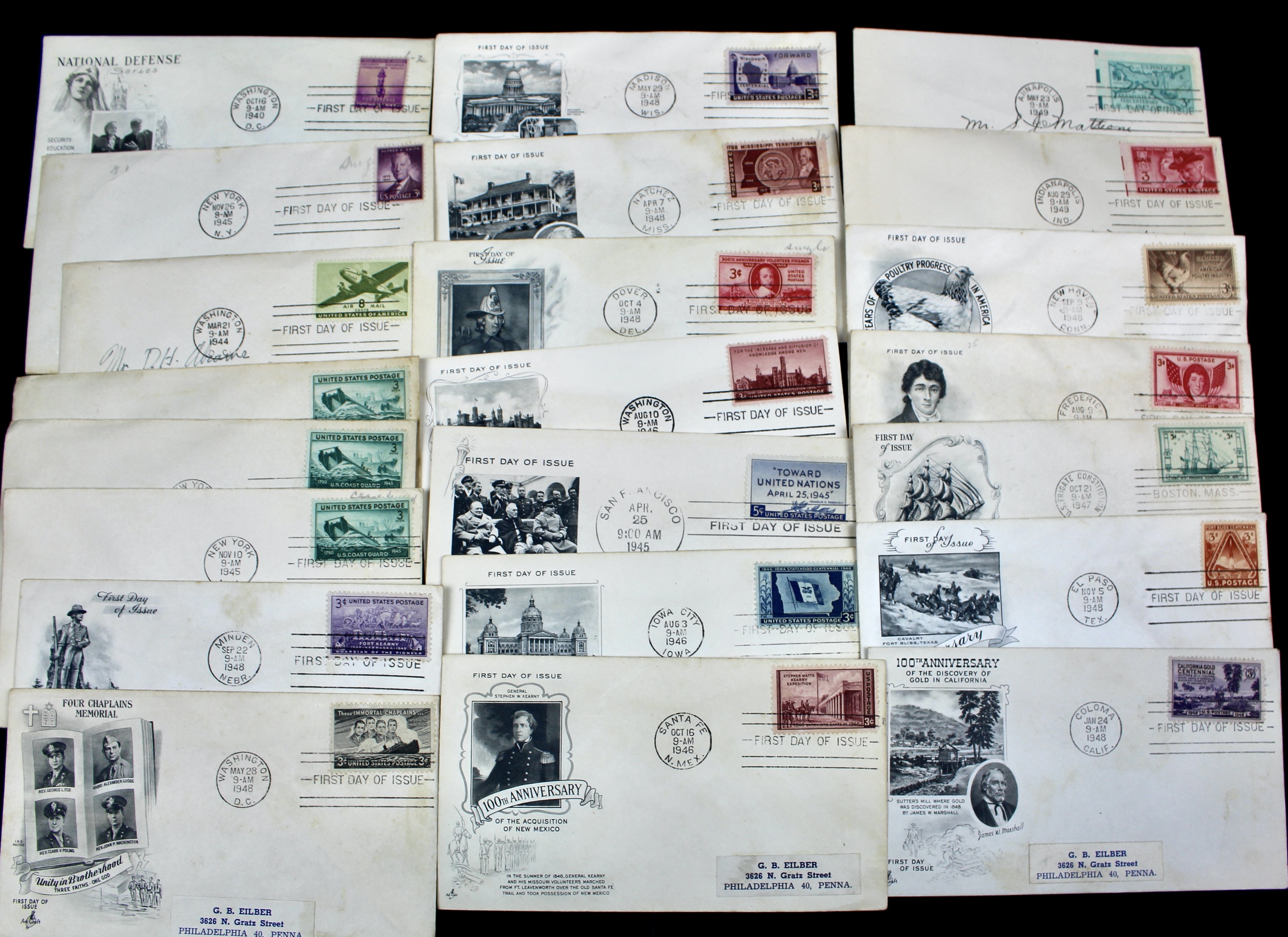 Over 270 Earlier U.S. First Day Covers, 1937 to 1949