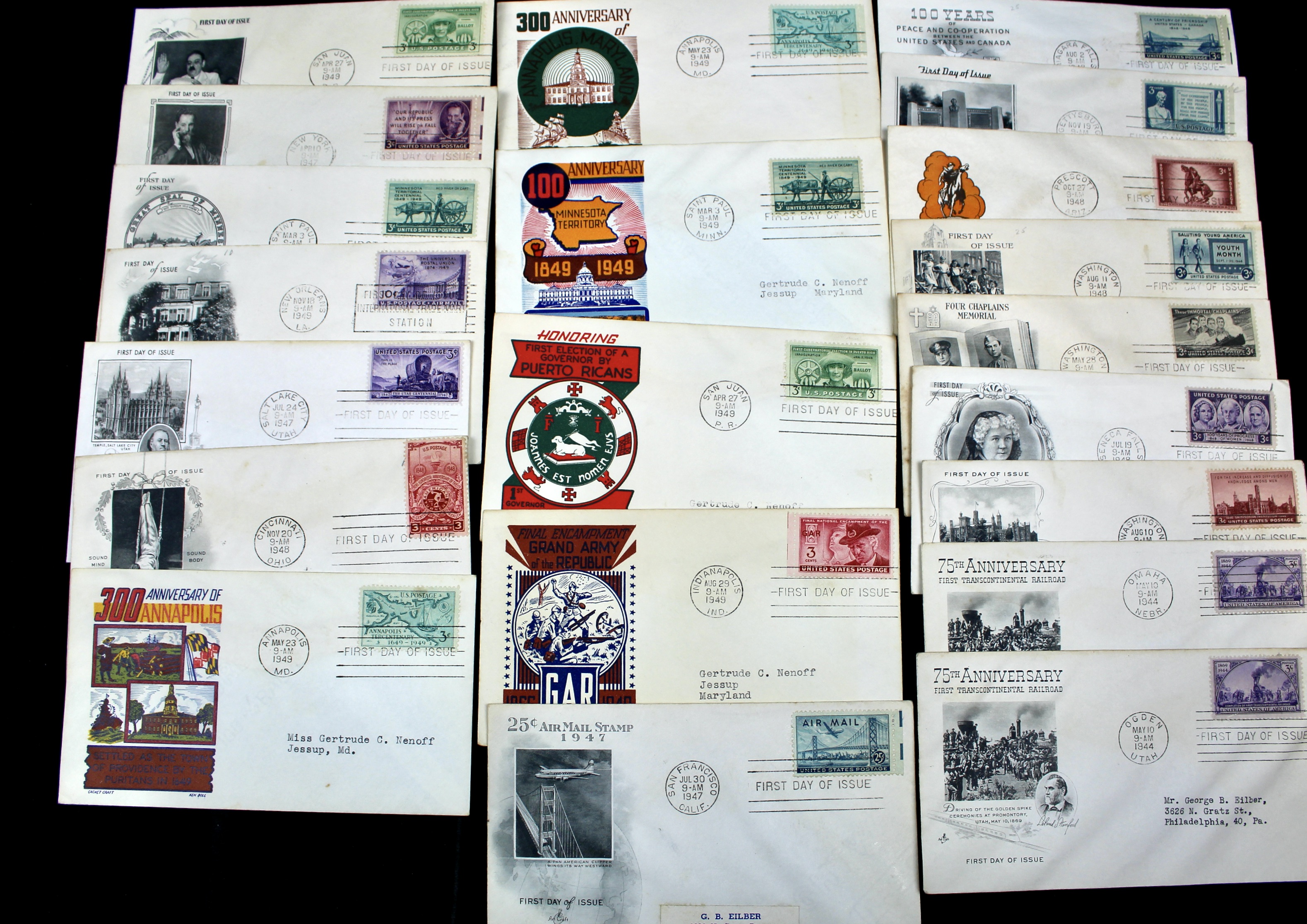 Over 270 Earlier U.S. First Day Covers, 1937 to 1949