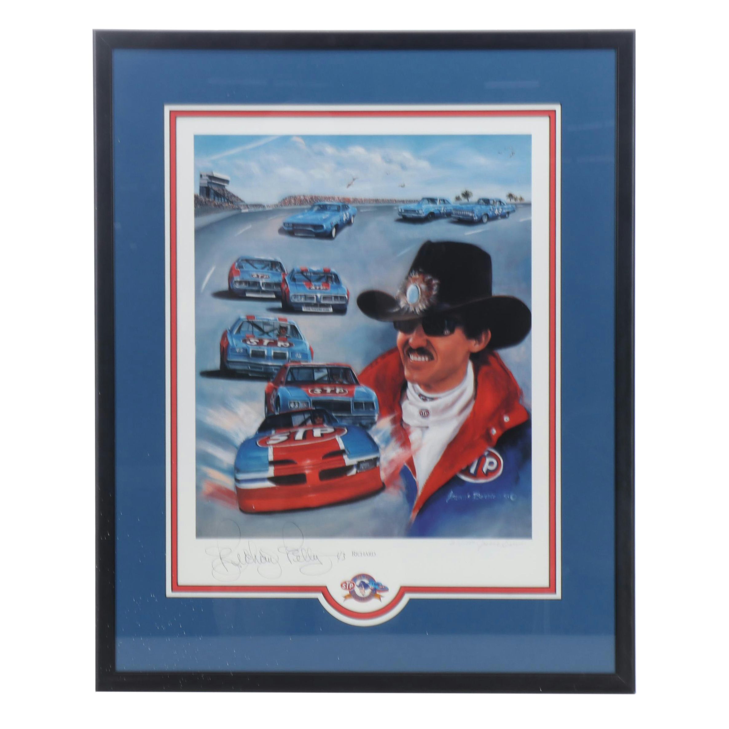 Richard Petty Signed Collage Print by Jeanne Barnes