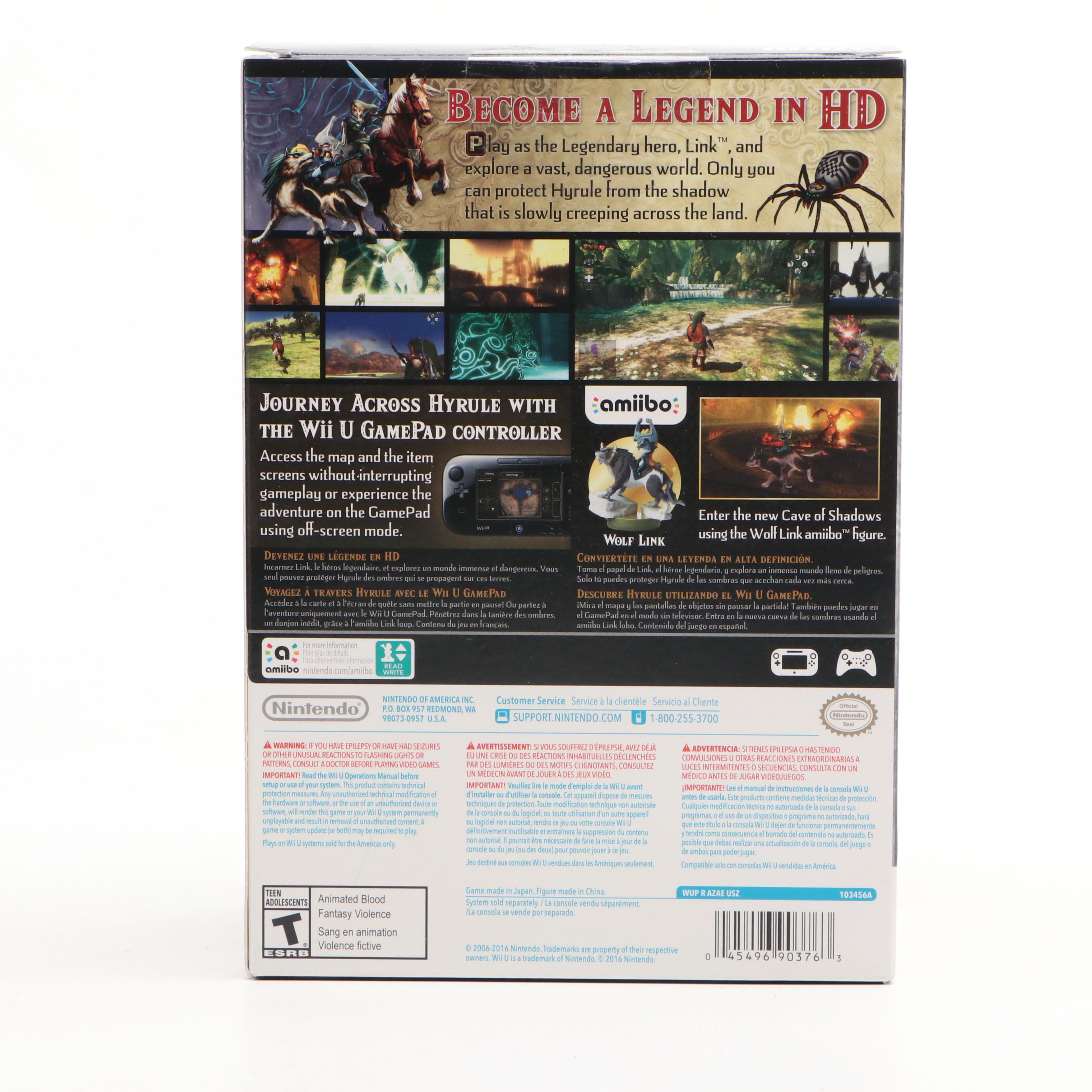 Wii U The Legend of Zelda: Twilight Princess HD Sealed Video Game with Amiibo