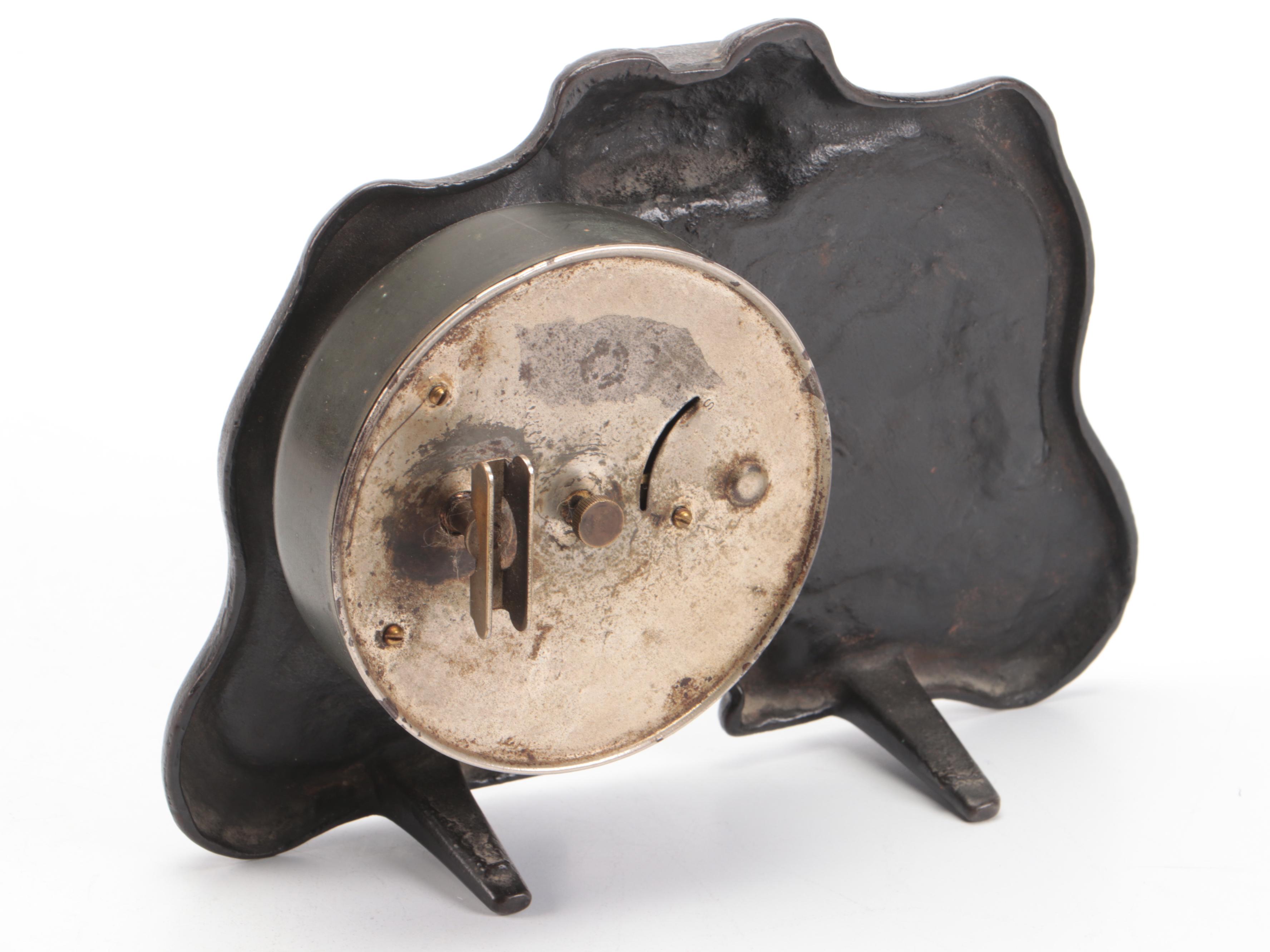 Capodimonte Porcelain Birds with Anemone and Art Nouveau Bronze Desk Clock