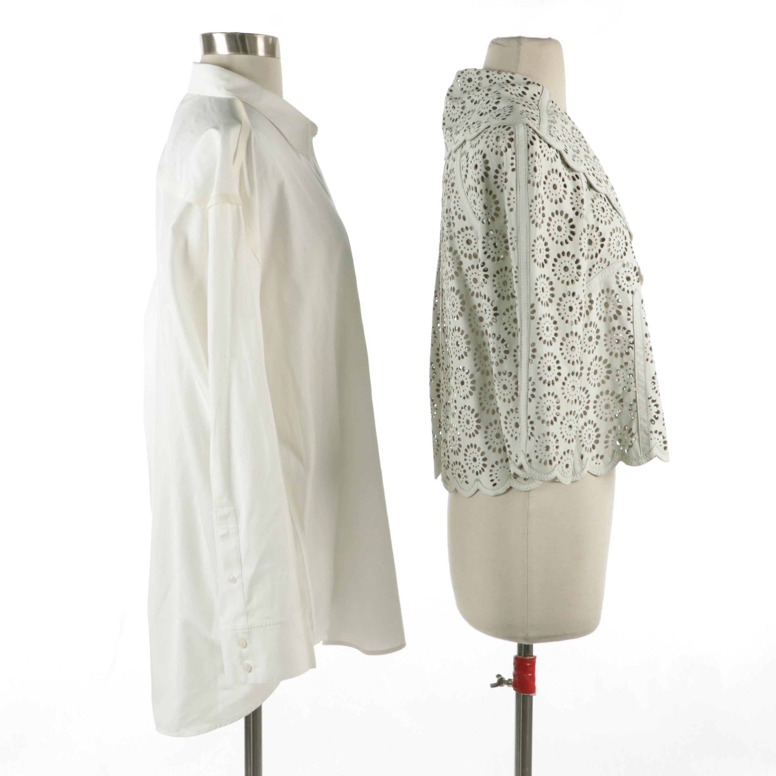 Malandrino Laser Cut Leather Jacket and Acne Studios Button-Up Shirt