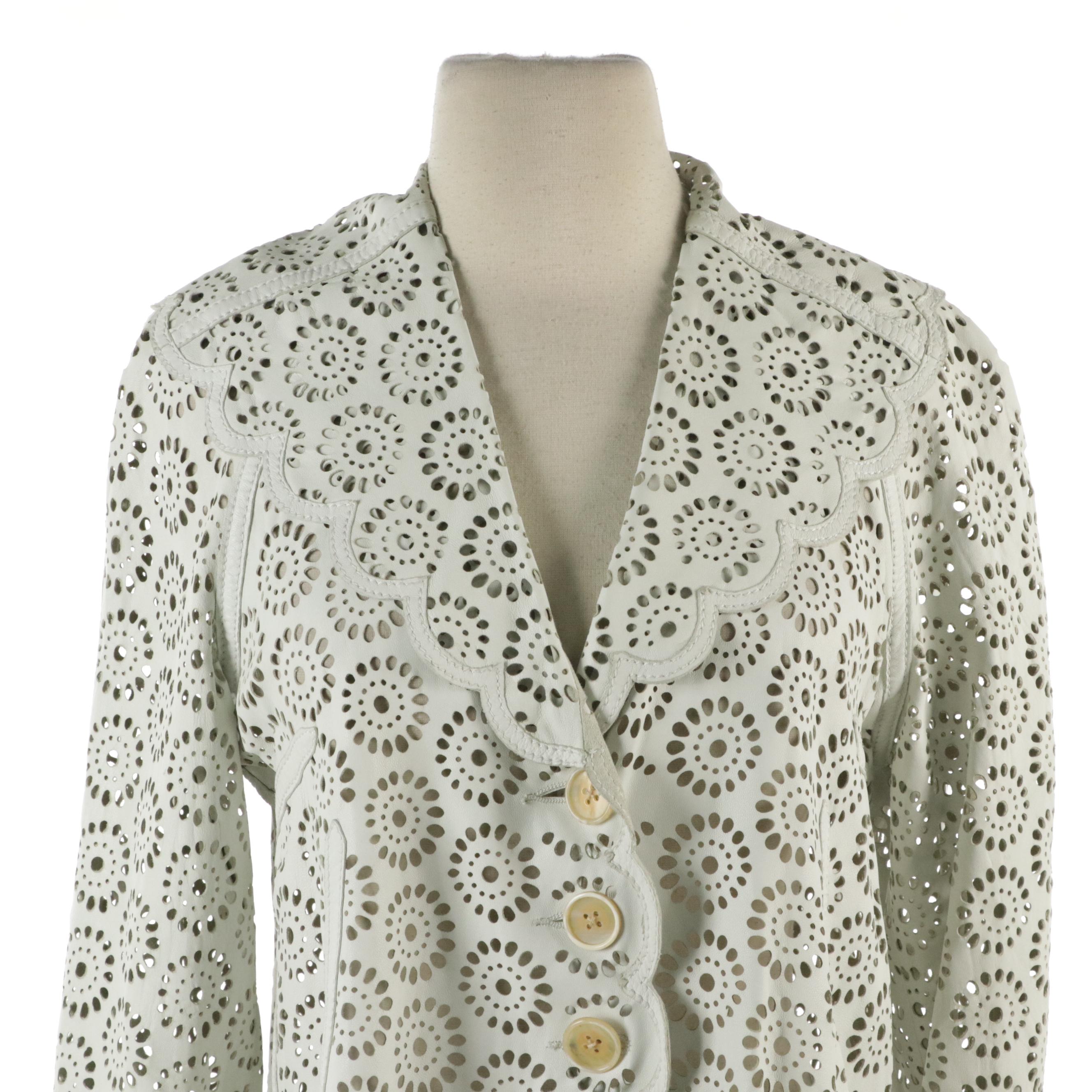 Malandrino Laser Cut Leather Jacket and Acne Studios Button-Up Shirt