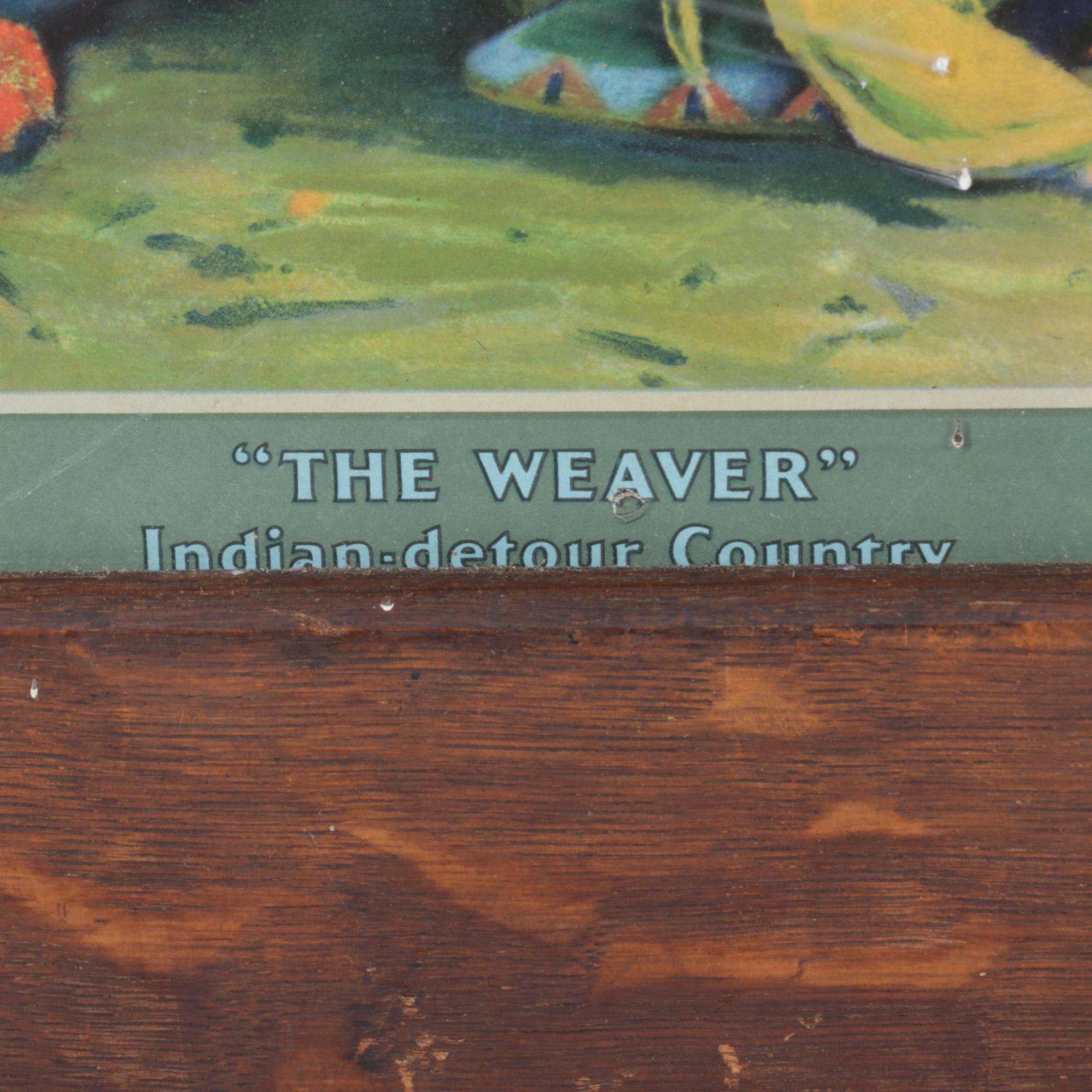 Offset Lithograph After E. I. Couse "The Weaver" for Santa Fe Railway Calendar