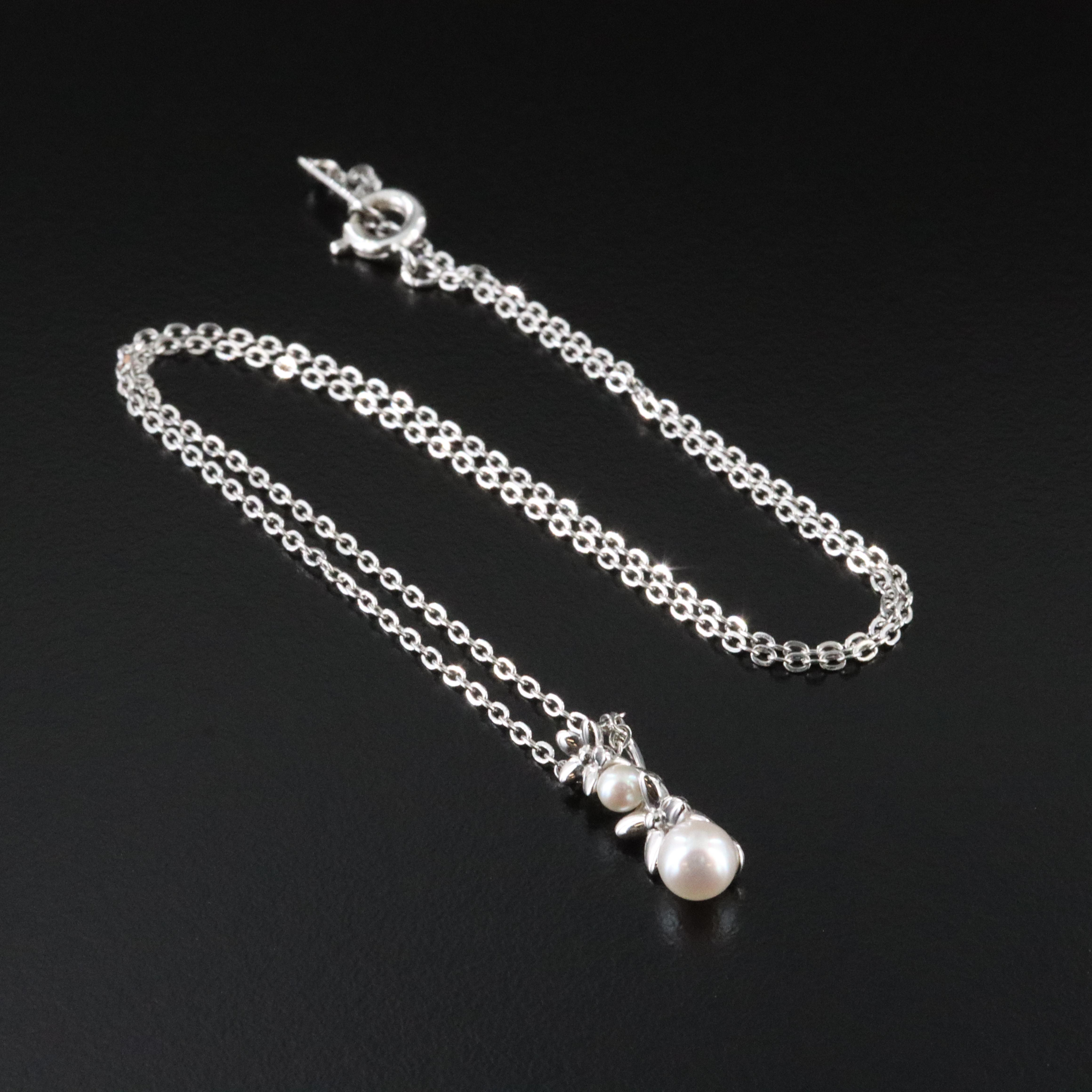 Mikimoto Sterling Pearl Floral Necklace