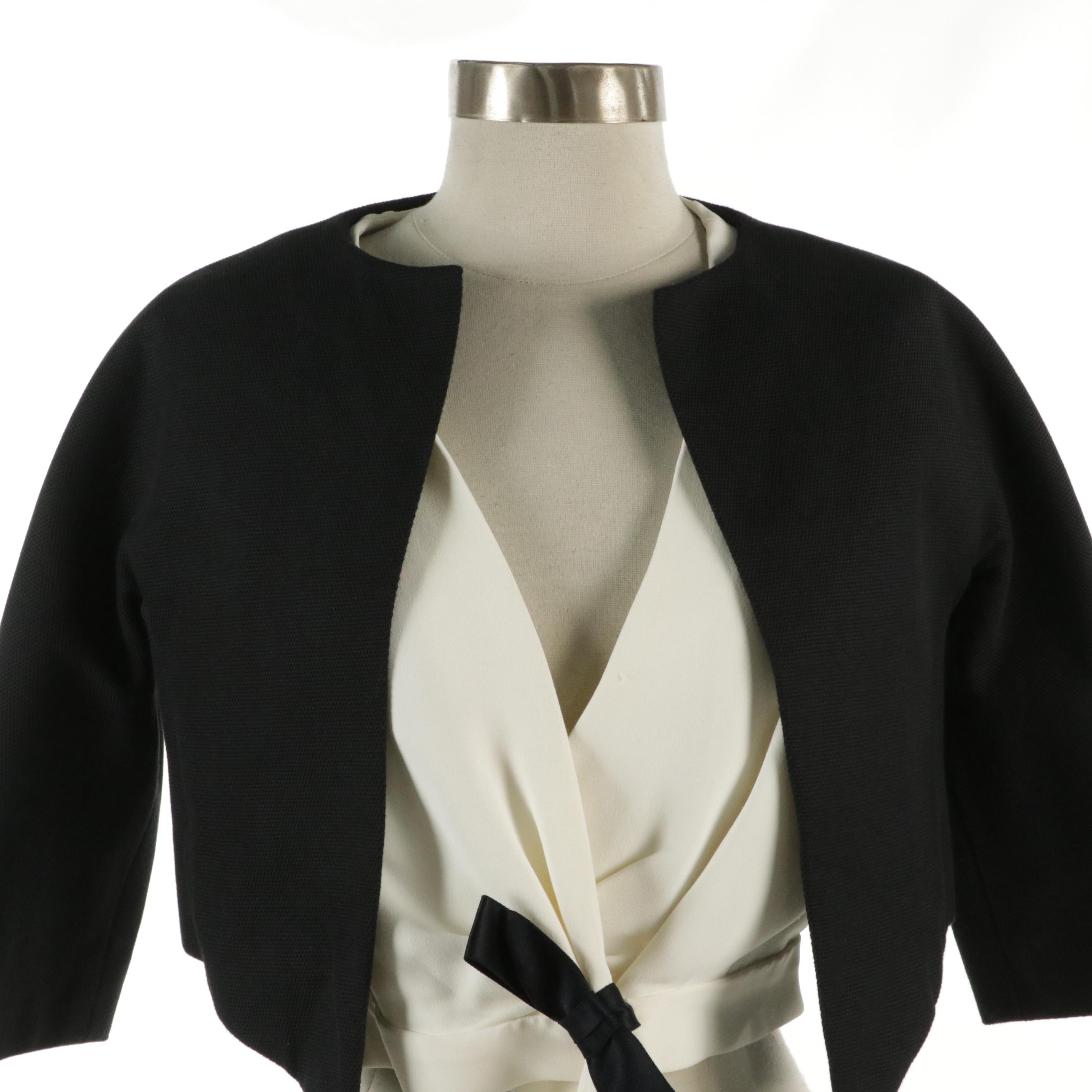 Balenciaga.Edition Textured Silk Bolero Jackets and Sleeveless Top with Bow