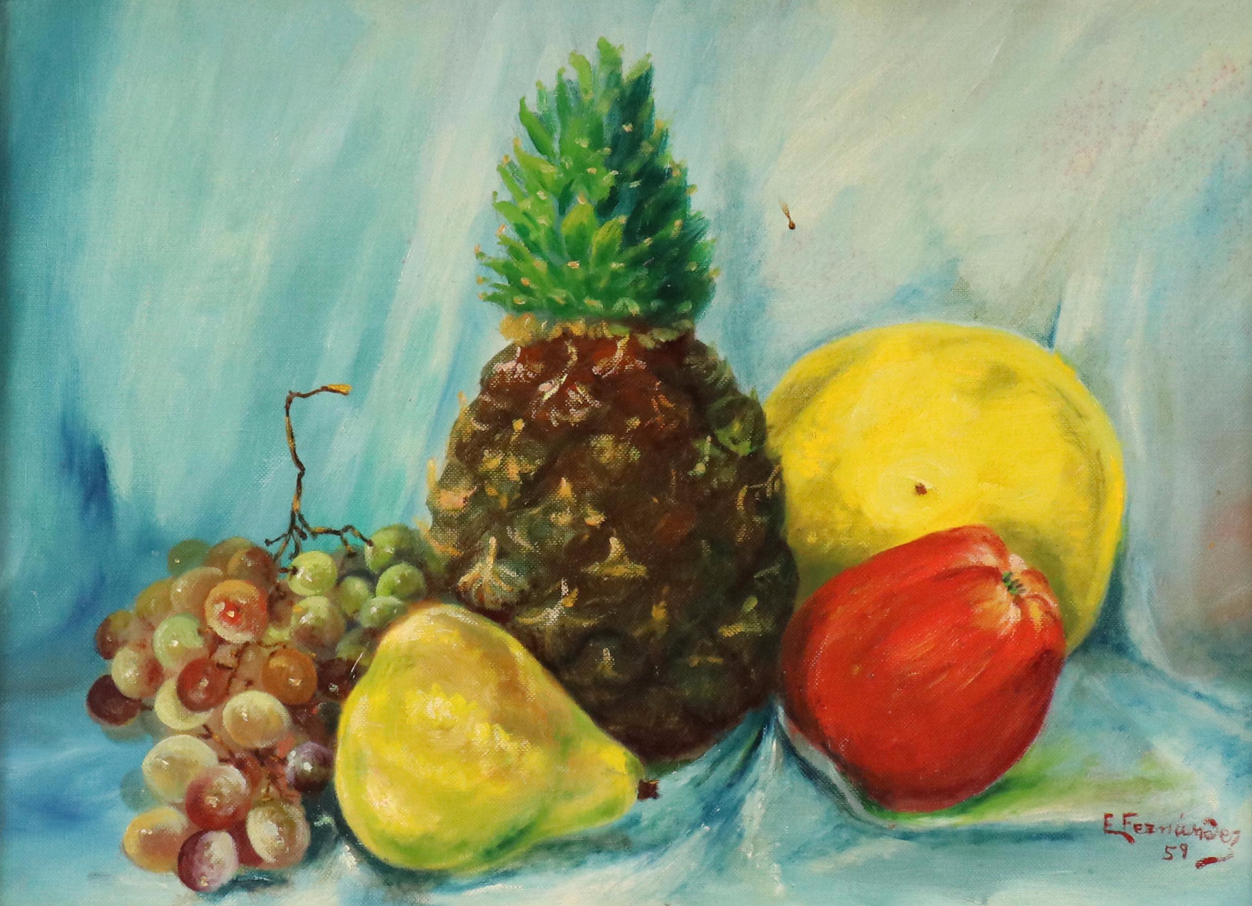 Still Life Oil Painting "Fruit," 1959