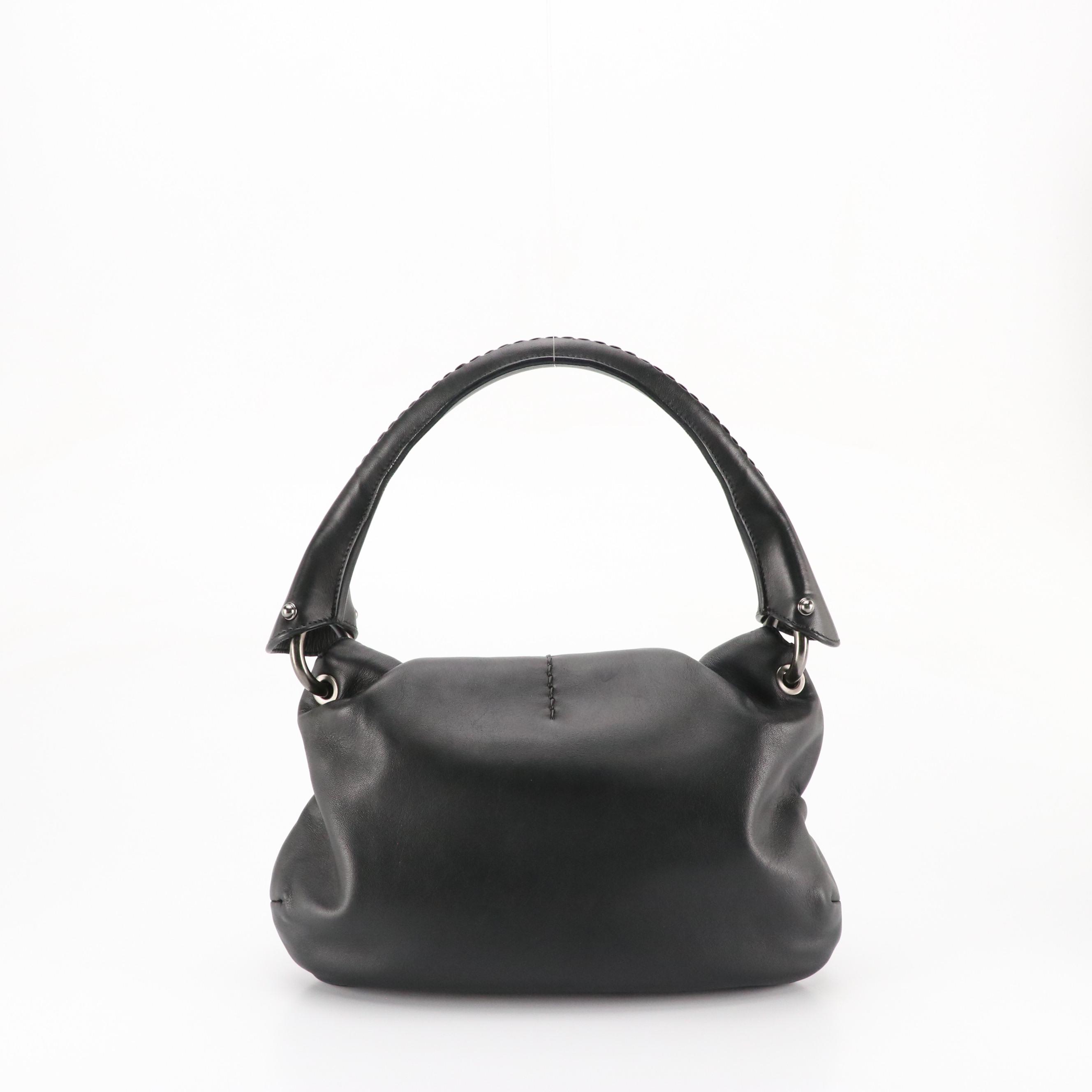 Salvatore Ferragamo Black Leather Flap Bag with Wooden Gancini Clasp
