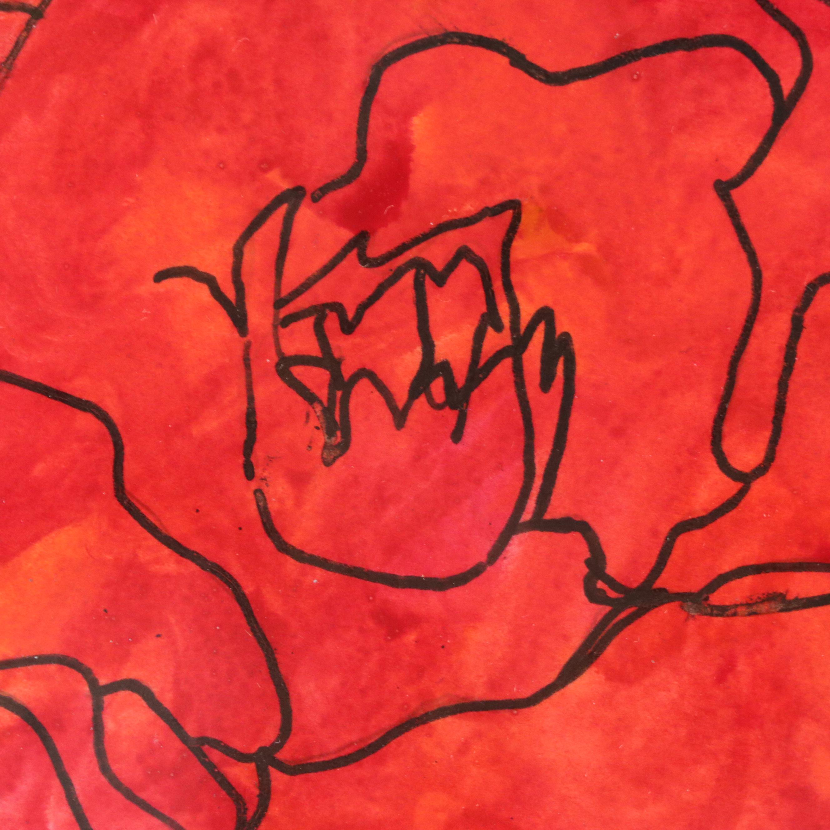 Multicolor Collaged Floral Painting, Circa 2000