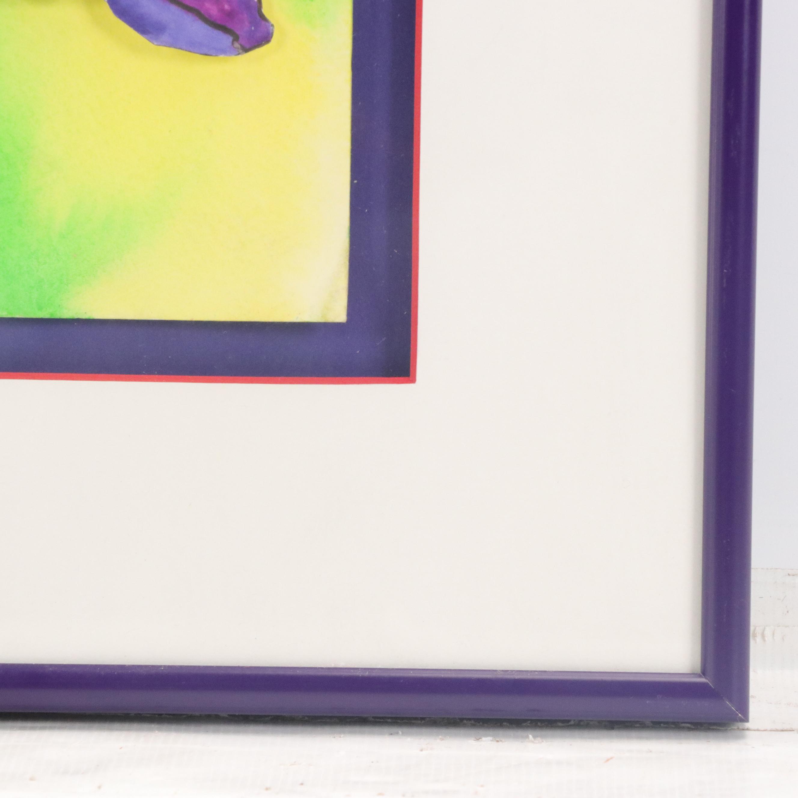 Multicolor Collaged Floral Painting, Circa 2000