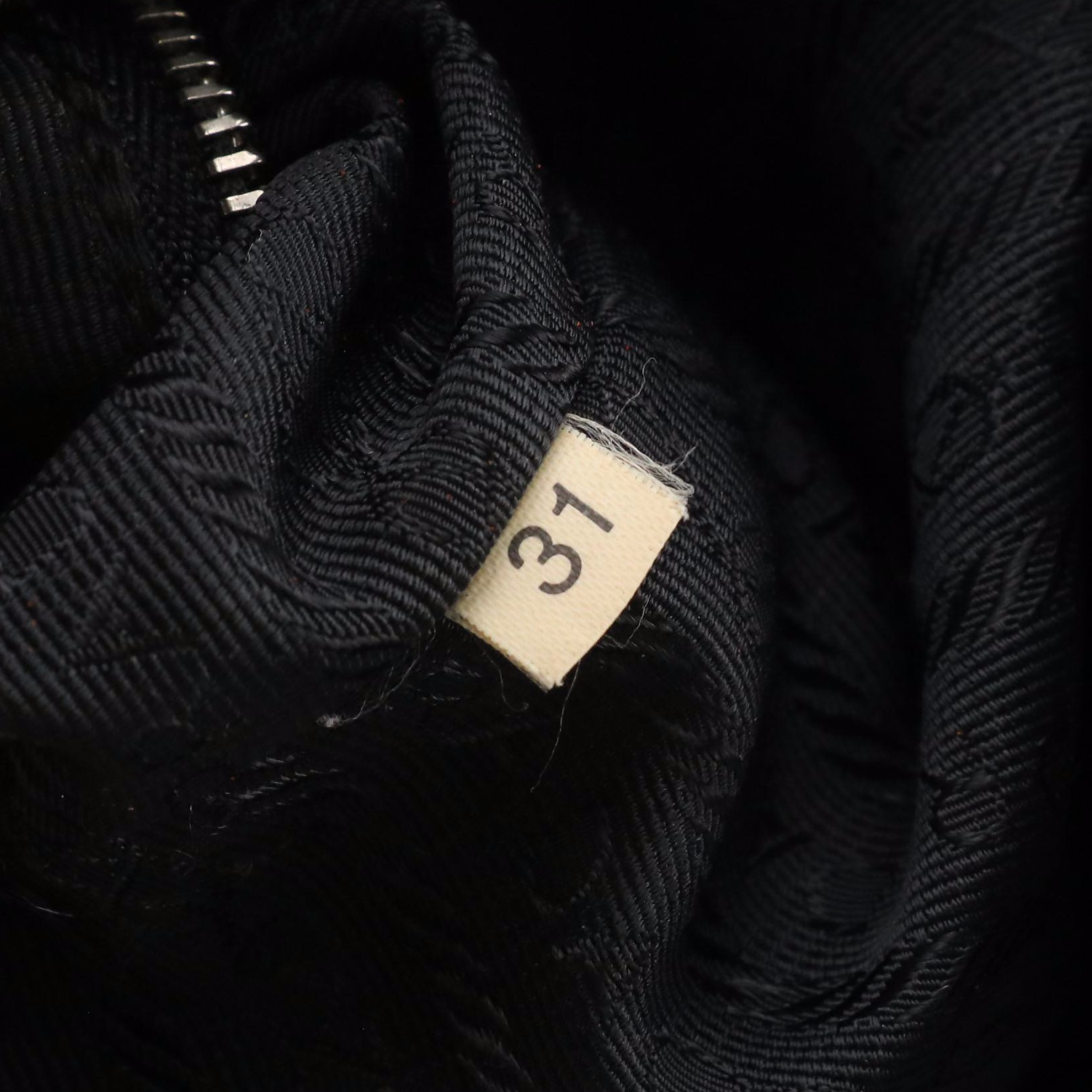 Prada Black Tessuto Nylon and Leather Tote Bag with Contrast Stitching