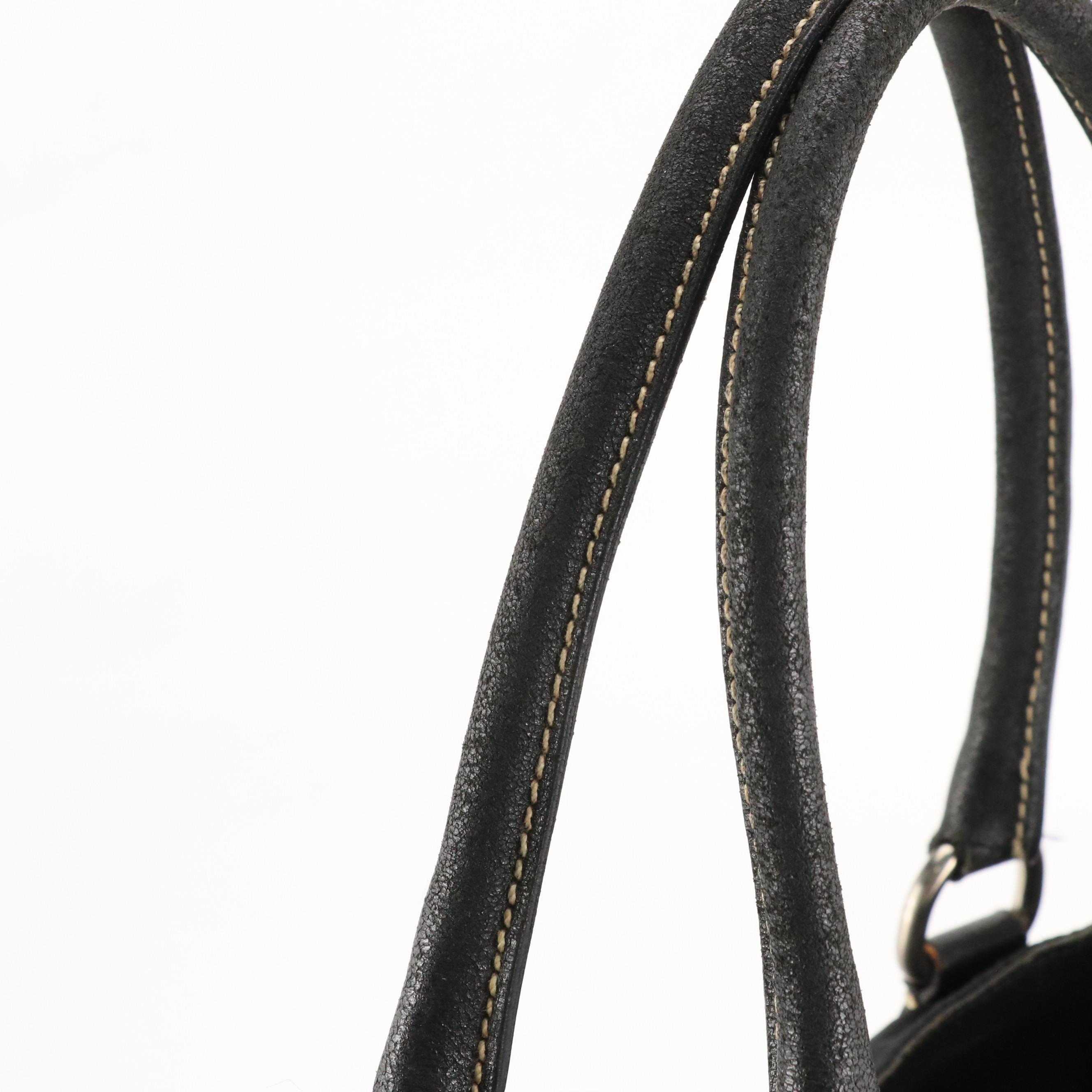 Prada Black Tessuto Nylon and Leather Tote Bag with Contrast Stitching