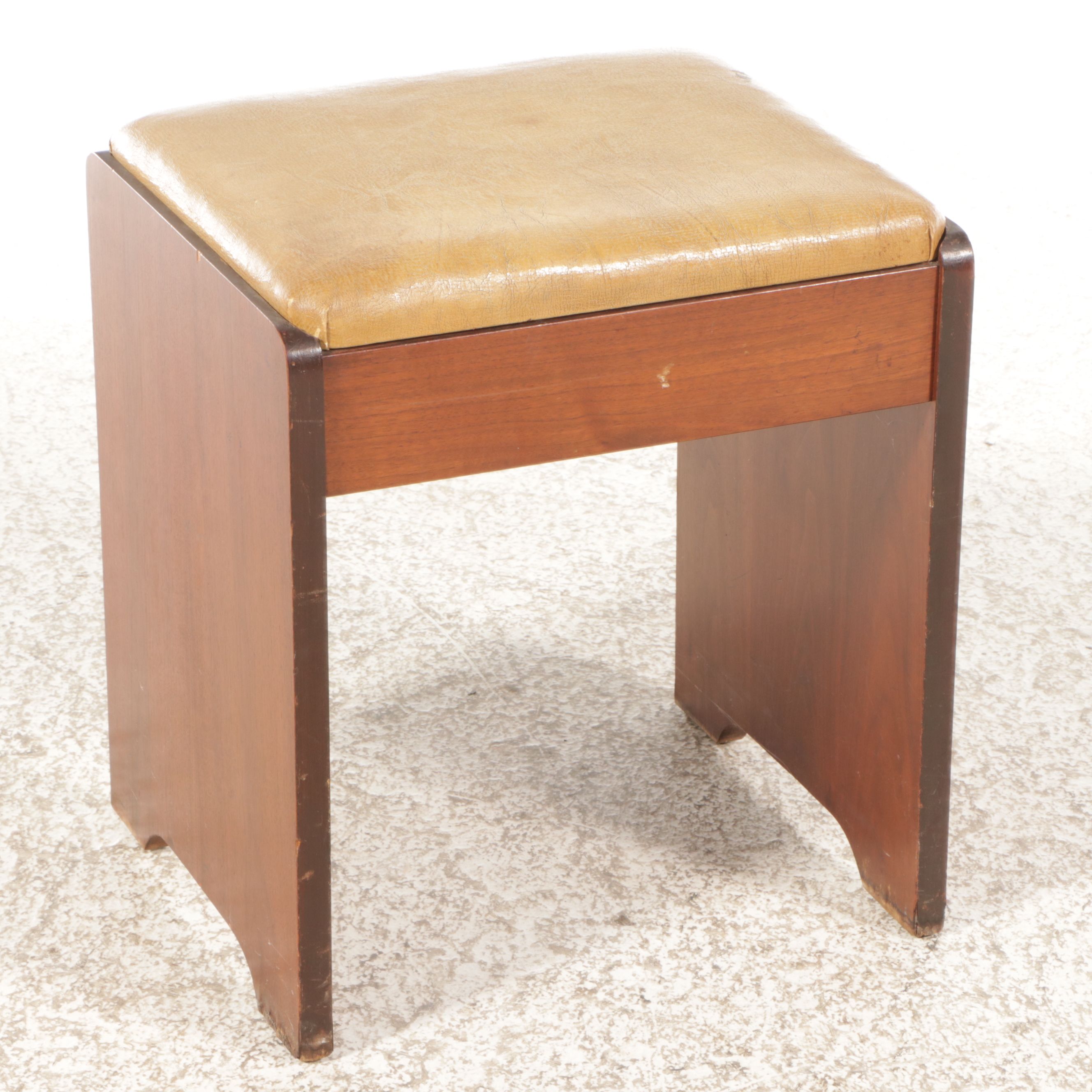 Singer MCM Model 15 Sewing Machine Table and Storage Stool, 1942