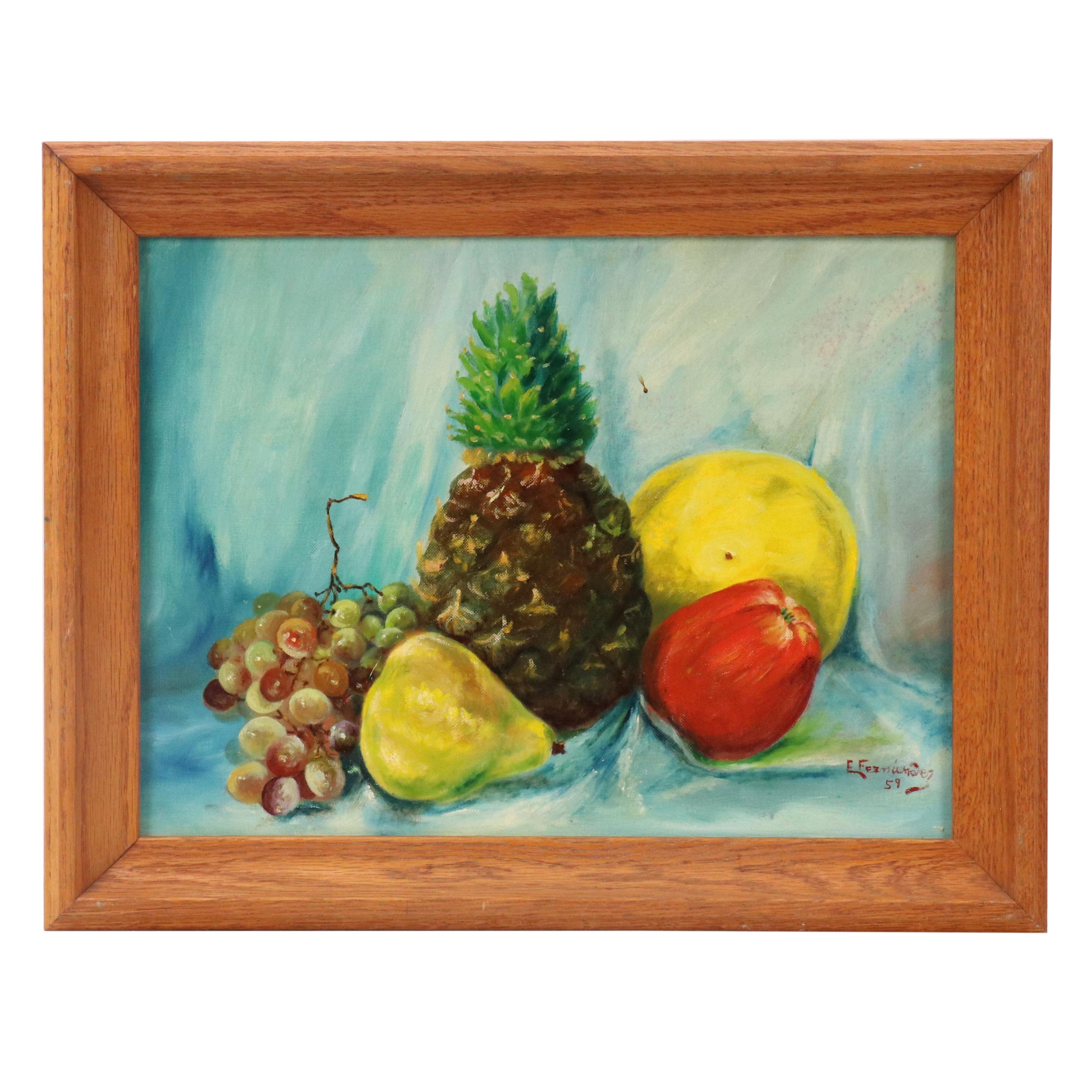 Still Life Oil Painting "Fruit," 1959