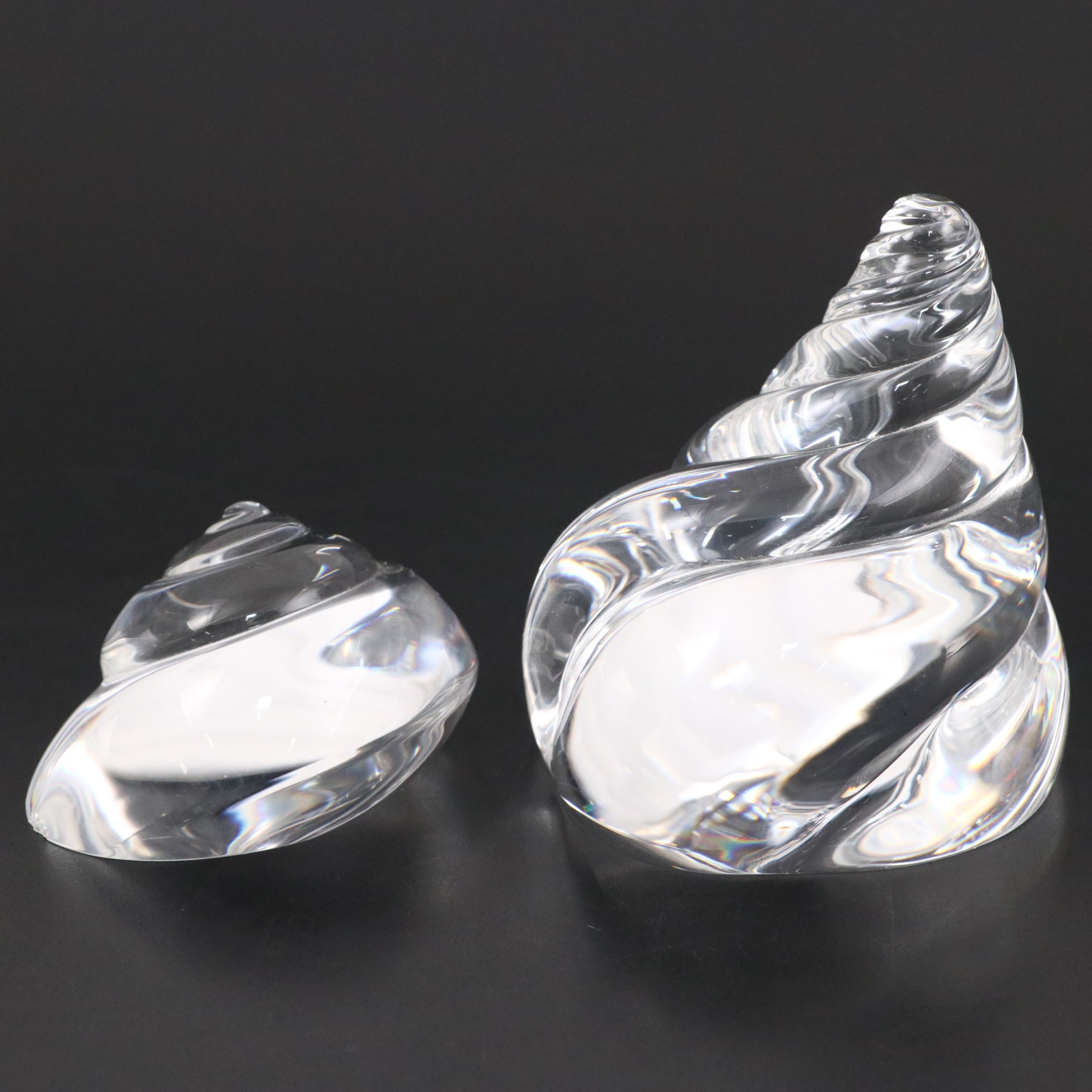 Steuben Art Glass "Seashell" Paperweight and "Gmelin Shell" Hand Cooler