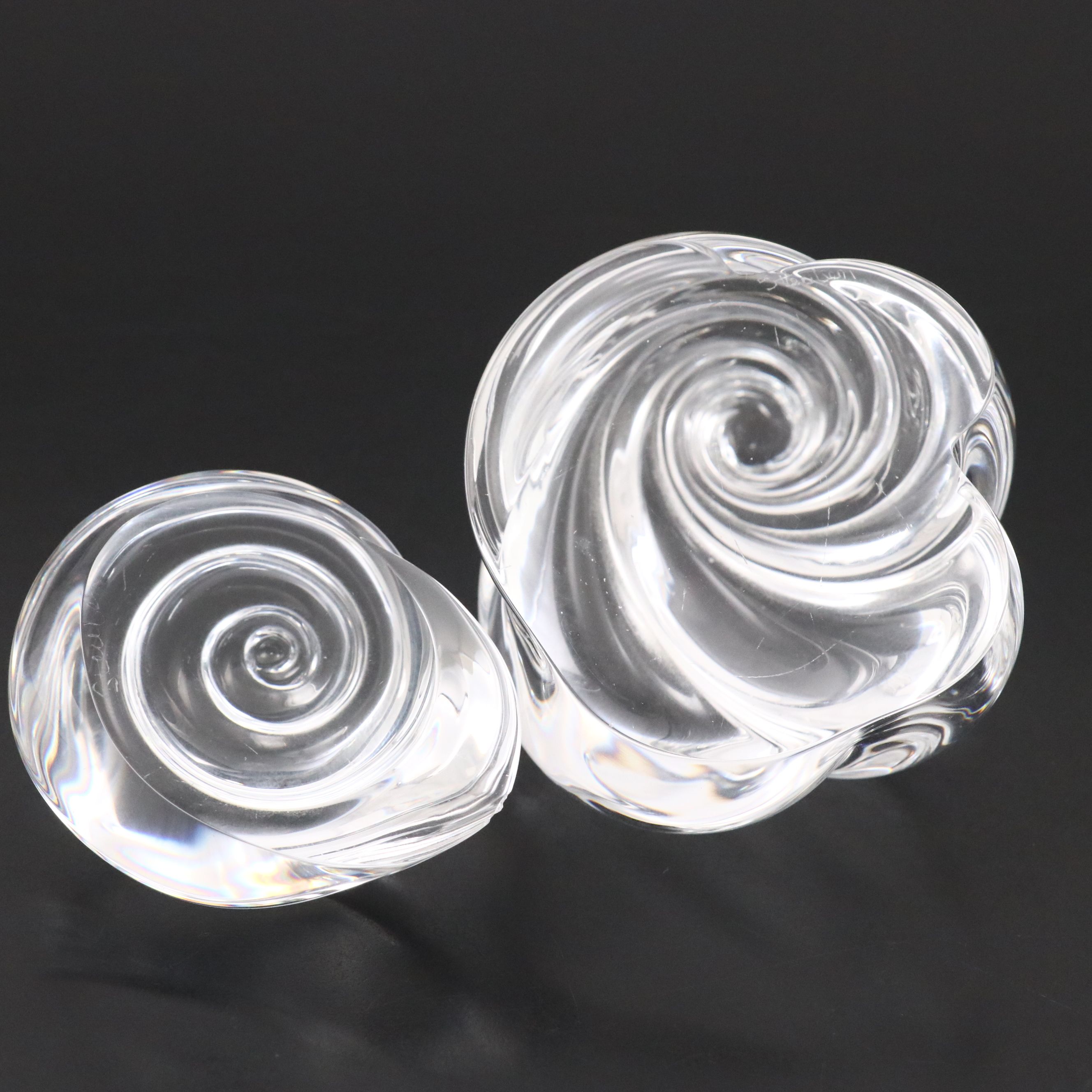 Steuben Art Glass "Seashell" Paperweight and "Gmelin Shell" Hand Cooler