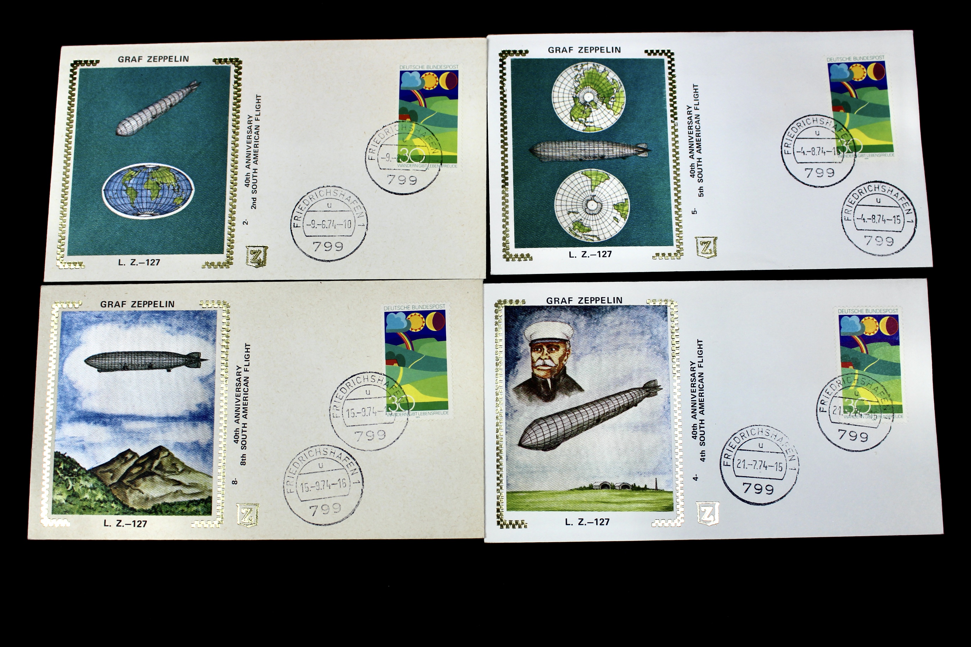 Nineteen Silk Cachet Commemorative Graf Zeppelin Postal Covers