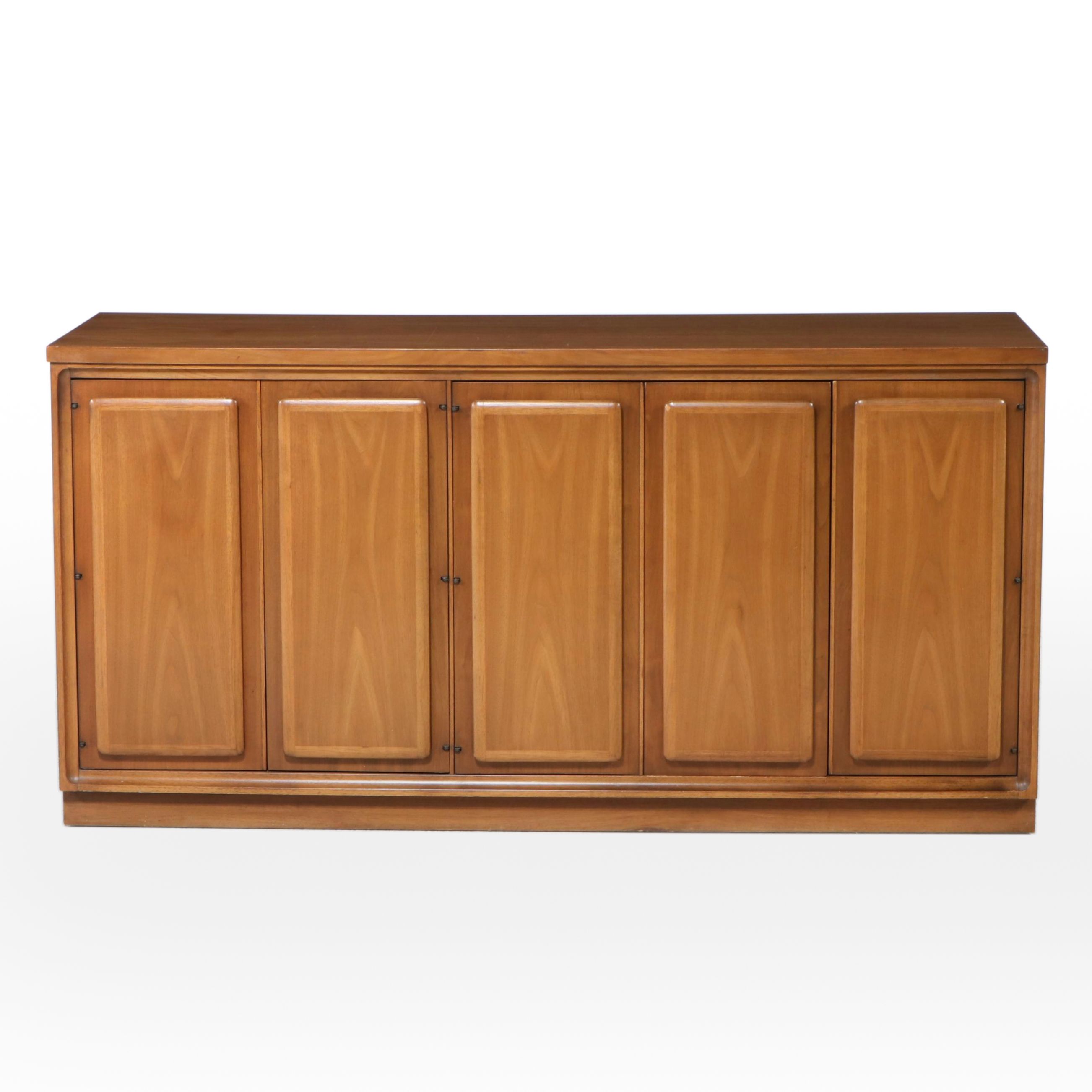 Mid Century Modern Style Paneled Front Walnut Cabinet, Mid to Late 20th C.