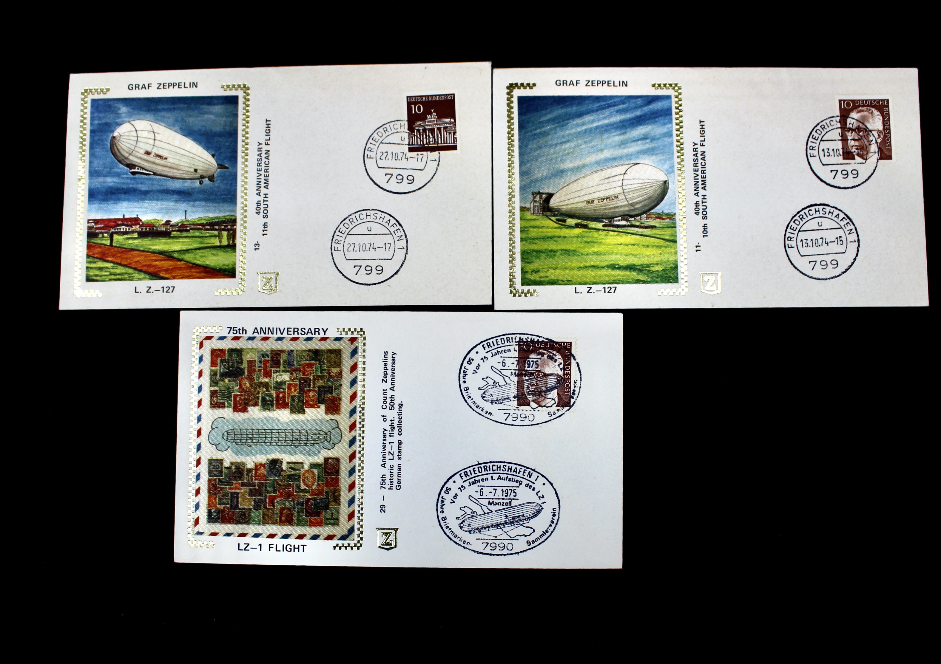 Nineteen Silk Cachet Commemorative Graf Zeppelin Postal Covers