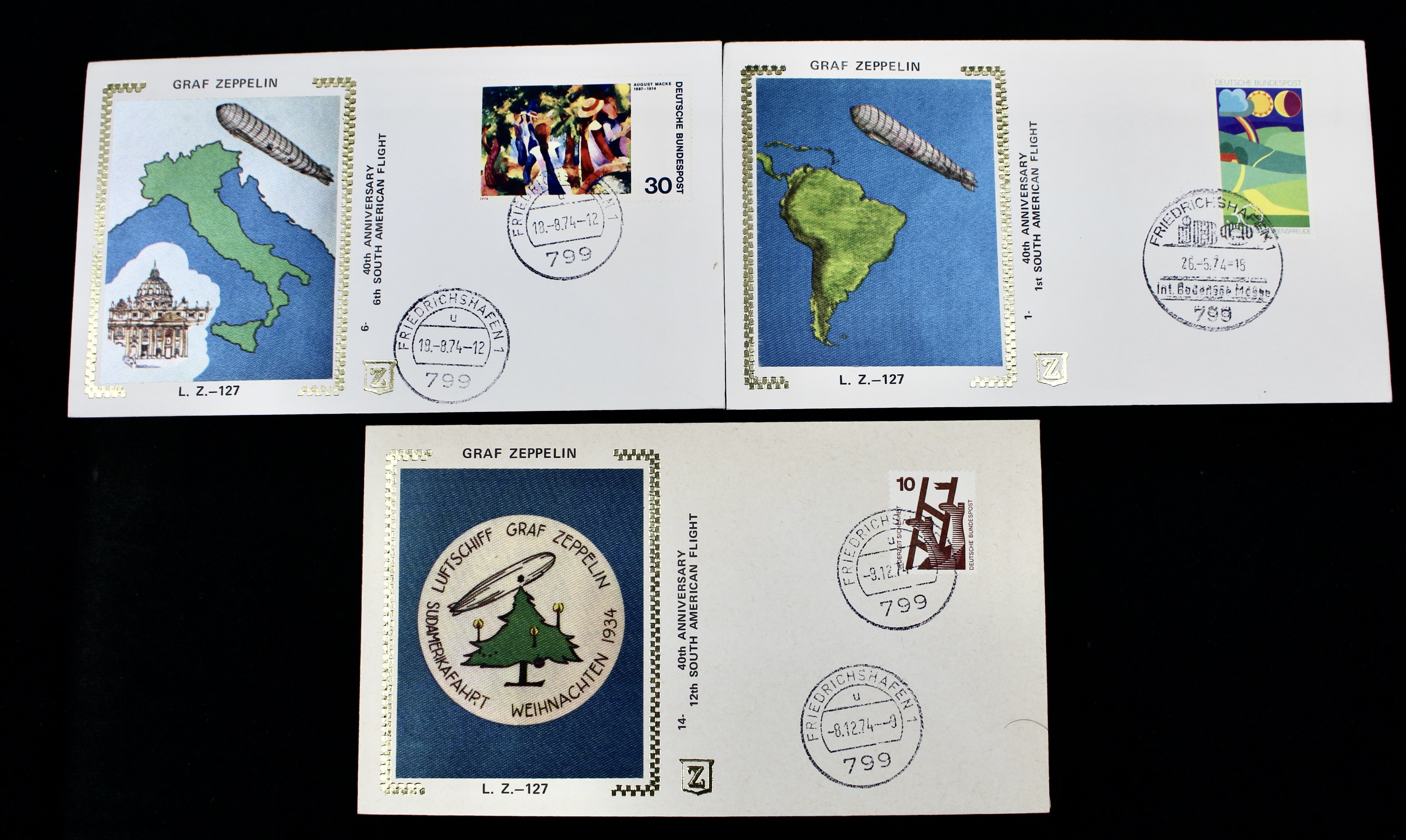 Nineteen Silk Cachet Commemorative Graf Zeppelin Postal Covers