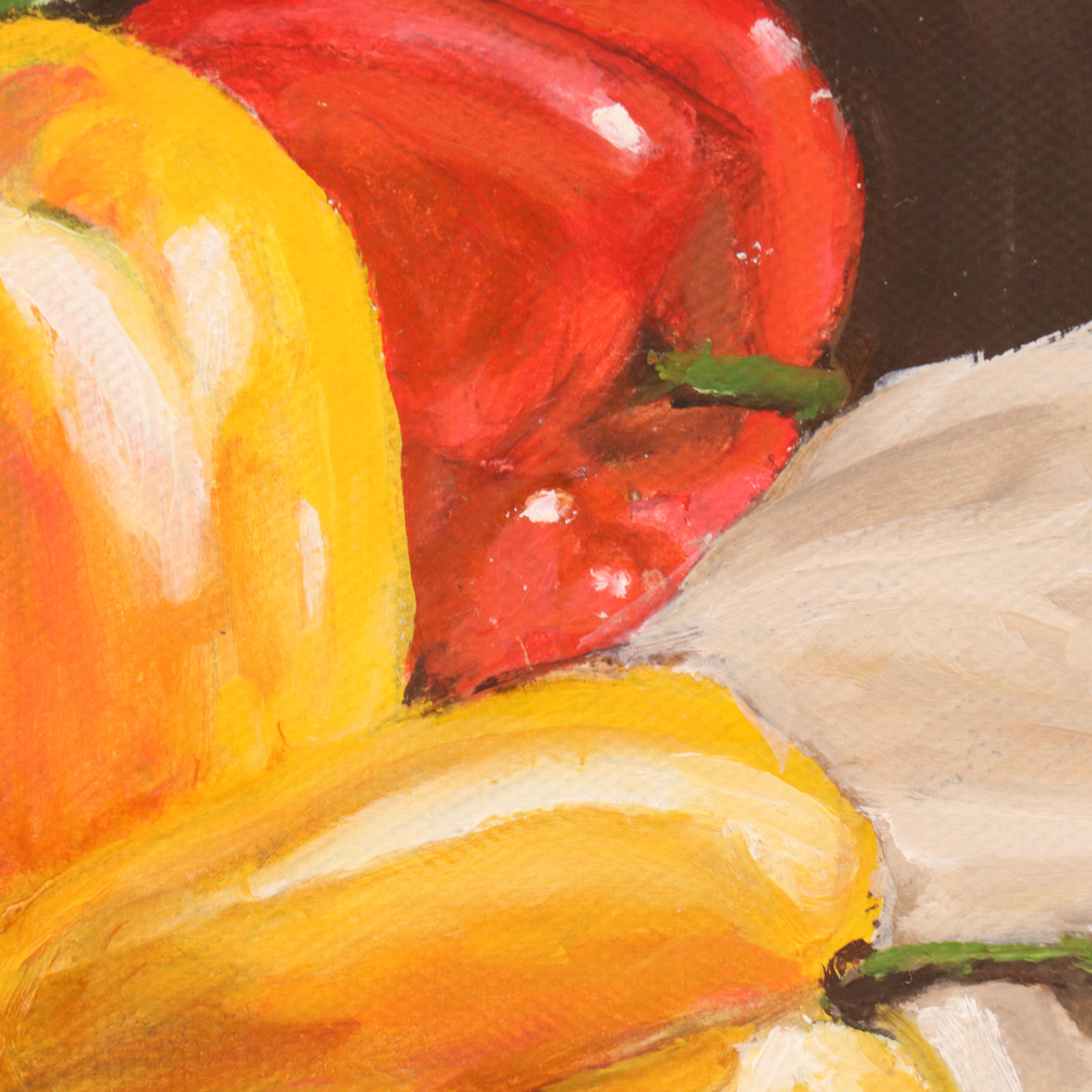 Still Life Oil Painting of Bell Peppers, 21st Century