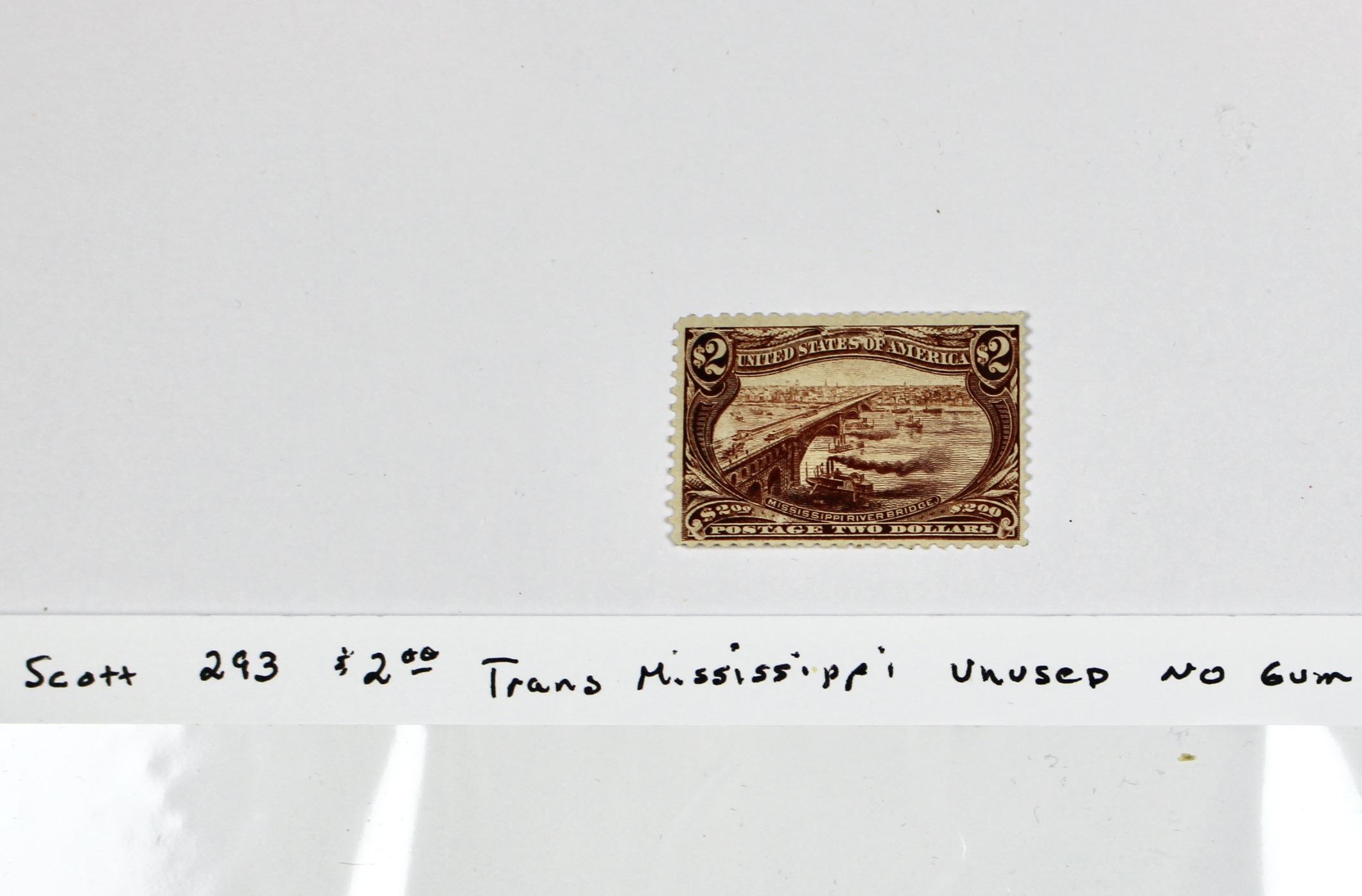 $2 Trans-Mississippi Postage Stamp, Scott 293, Unused, 1898