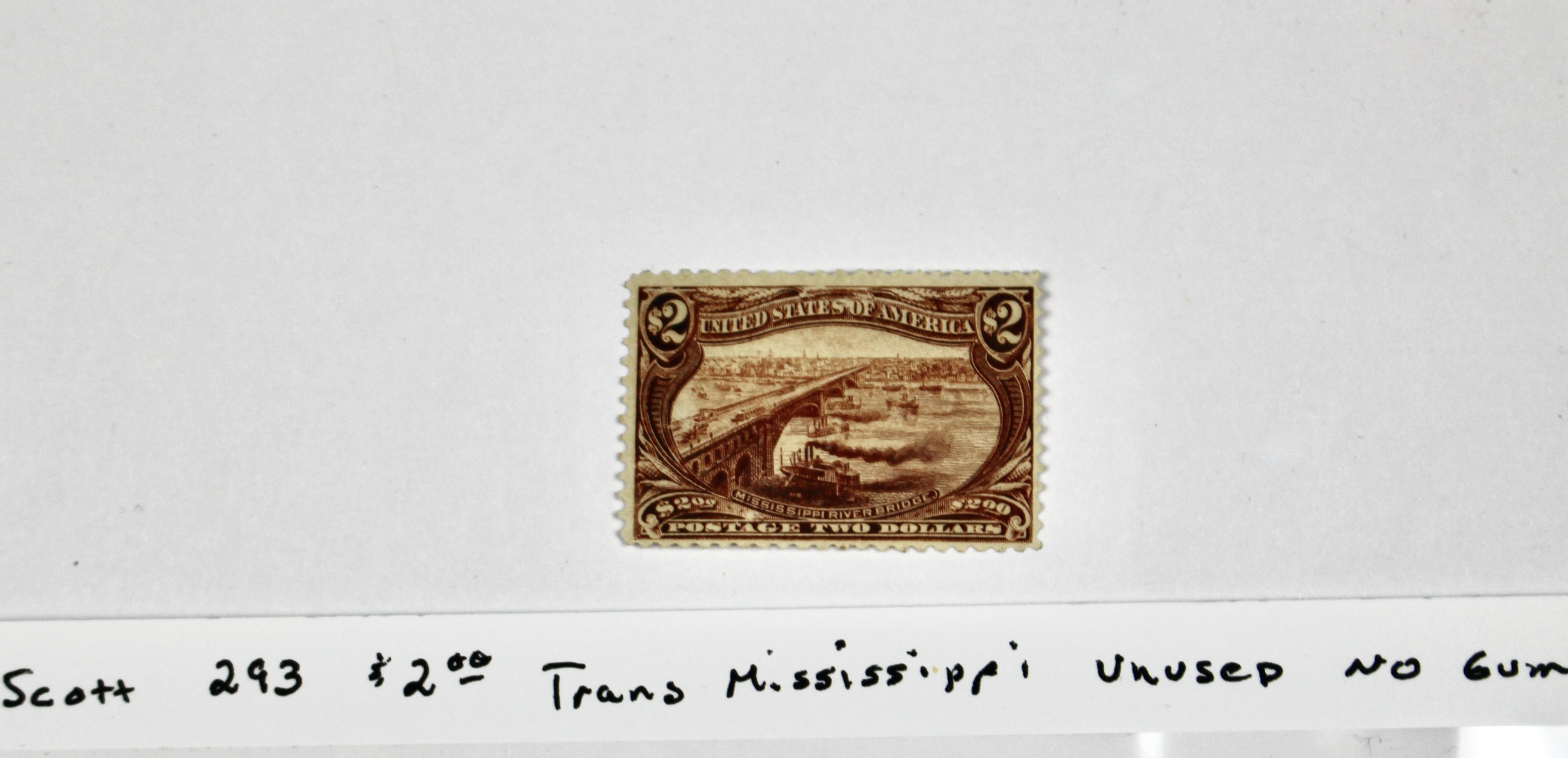 $2 Trans-Mississippi Postage Stamp, Scott 293, Unused, 1898