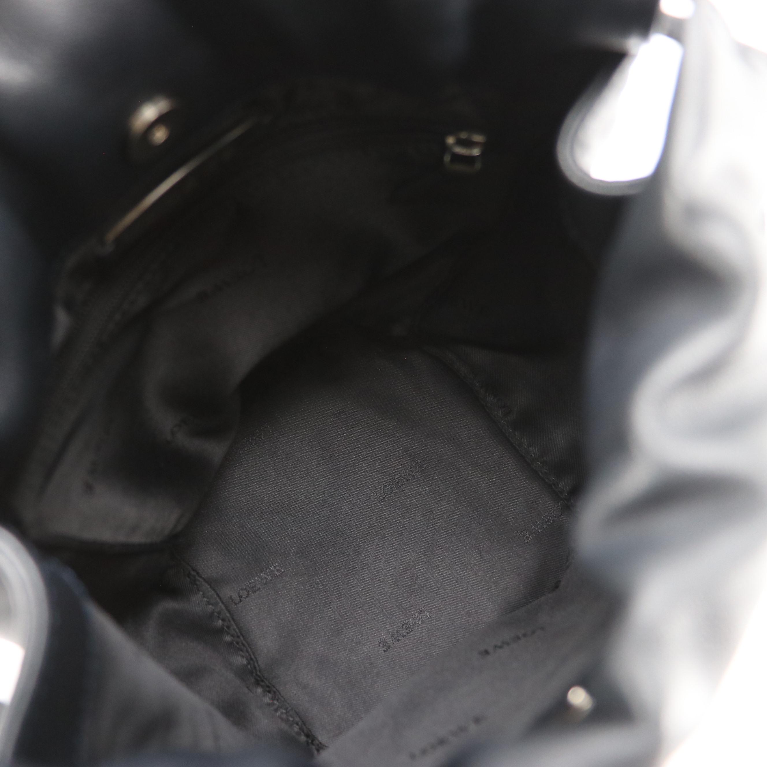 Loewe Anagram Drawstring Bucket Shoulder Bag in Black Leather