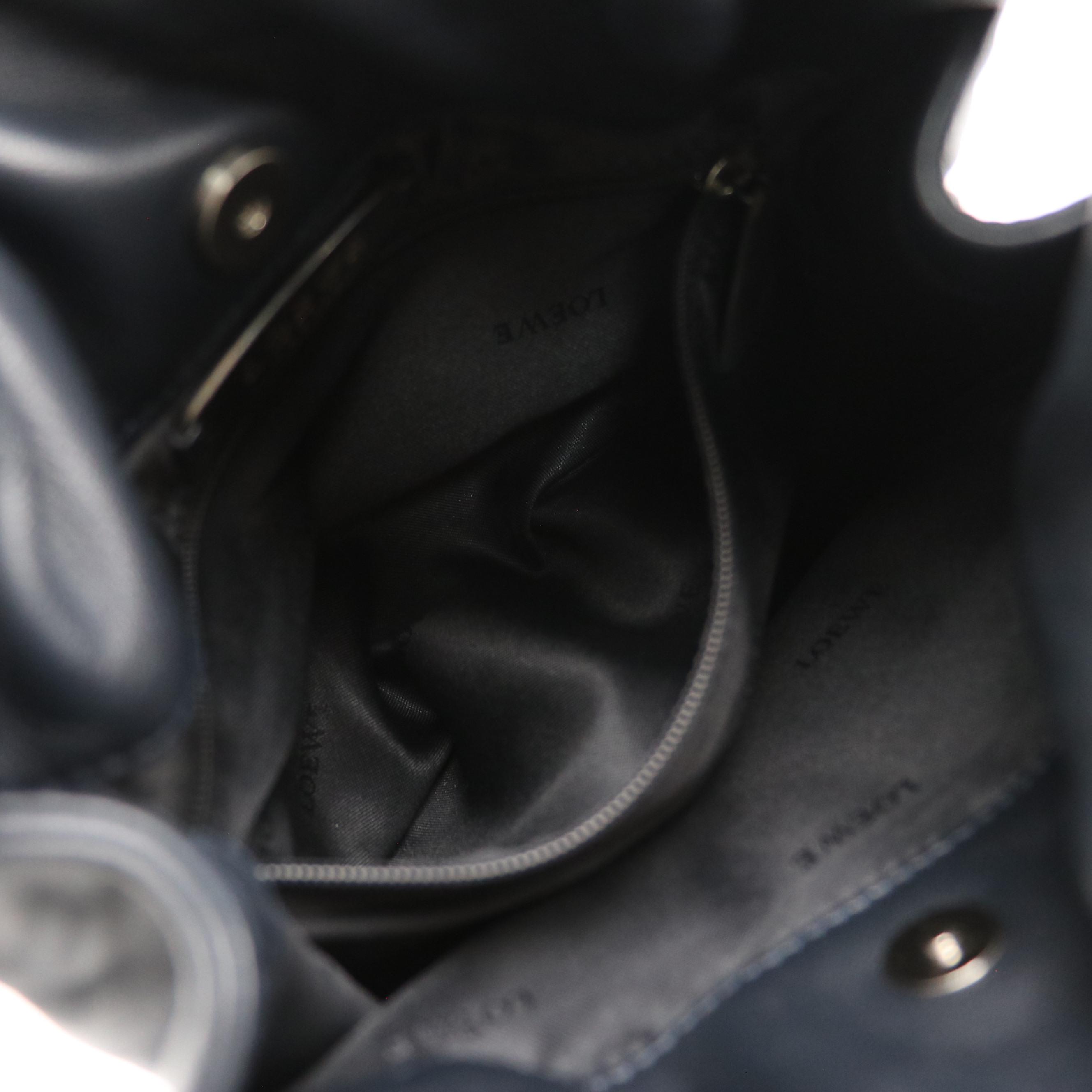 Loewe Anagram Drawstring Bucket Shoulder Bag in Black Leather