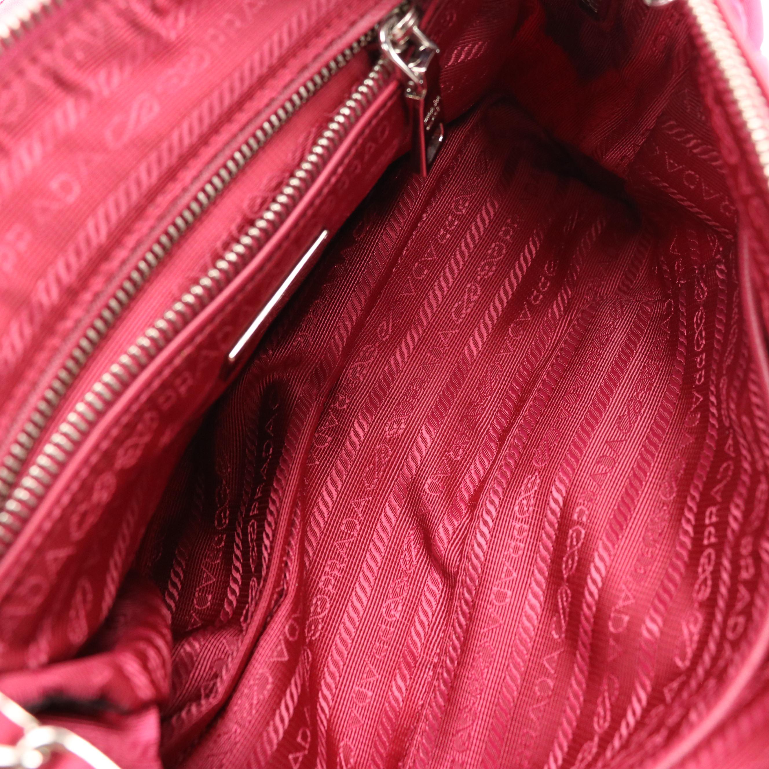 Prada Impuntu Front Flap Shoulder Bag in Pink Diamond Stitched Tessuto Nylon