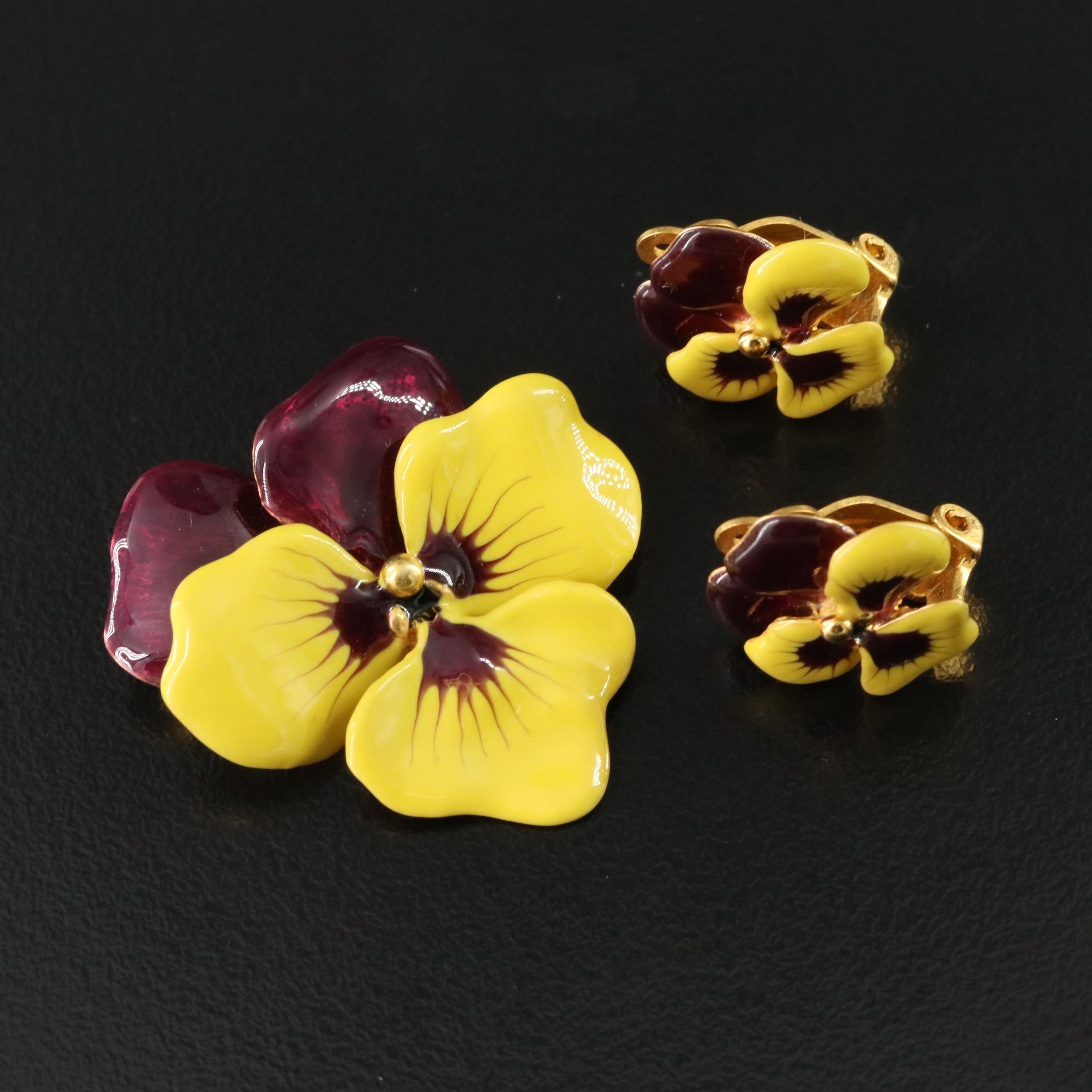 Metropolitan Museum of Art Pansy Brooch and Earring Set
