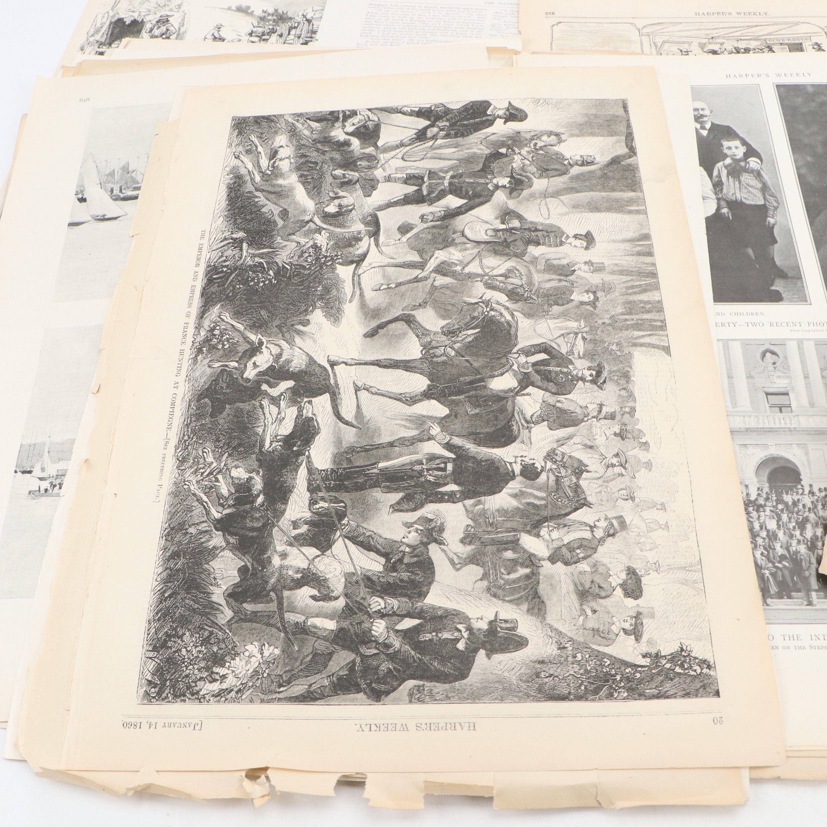 "Harper's Weekly" Magazines and Pages, Mid to Late 19th Century