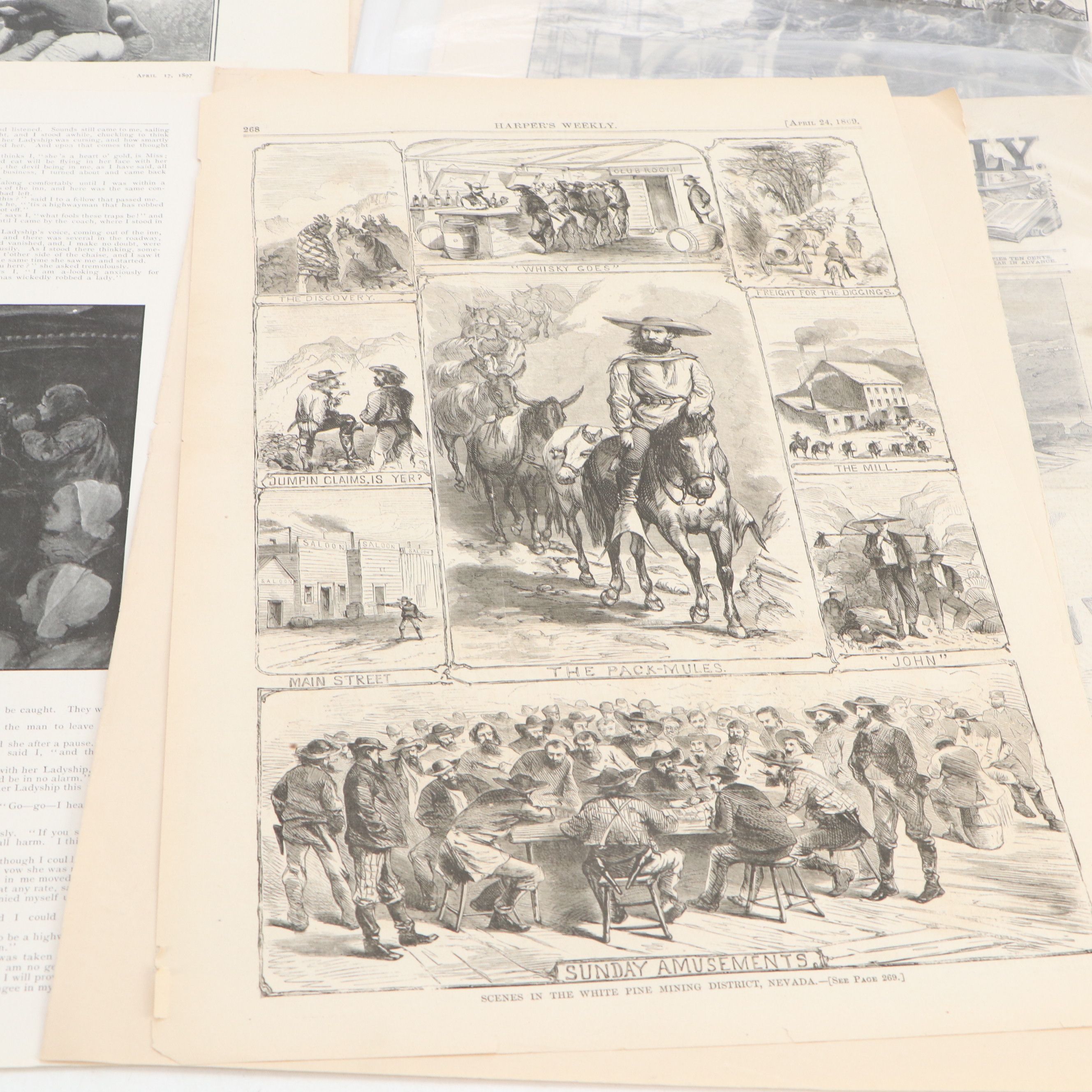 "Harper's Weekly" Magazines and Pages, Mid to Late 19th Century