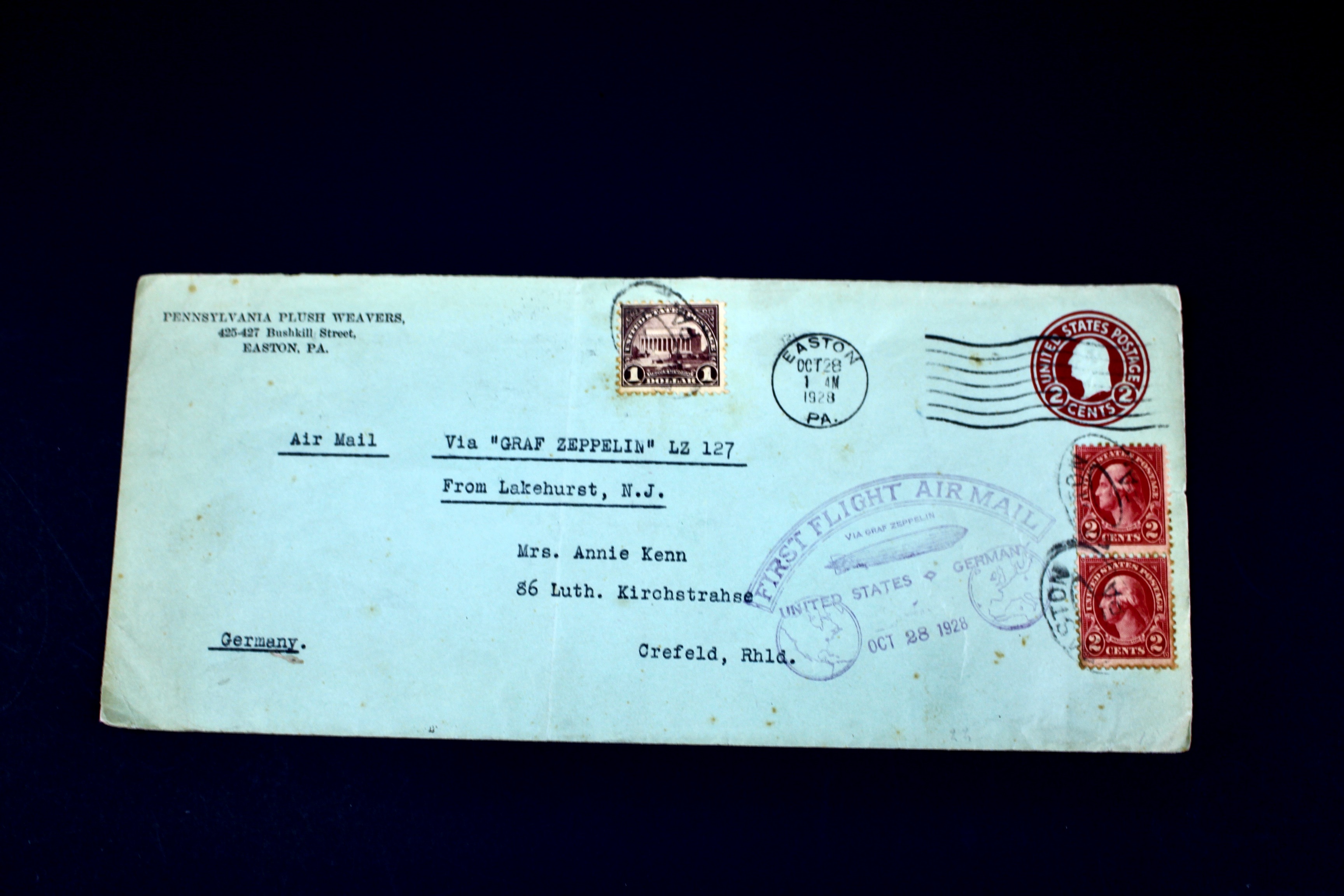 1928 Graf Zeppelin First Flight Postal Cover, Including Scott 571
