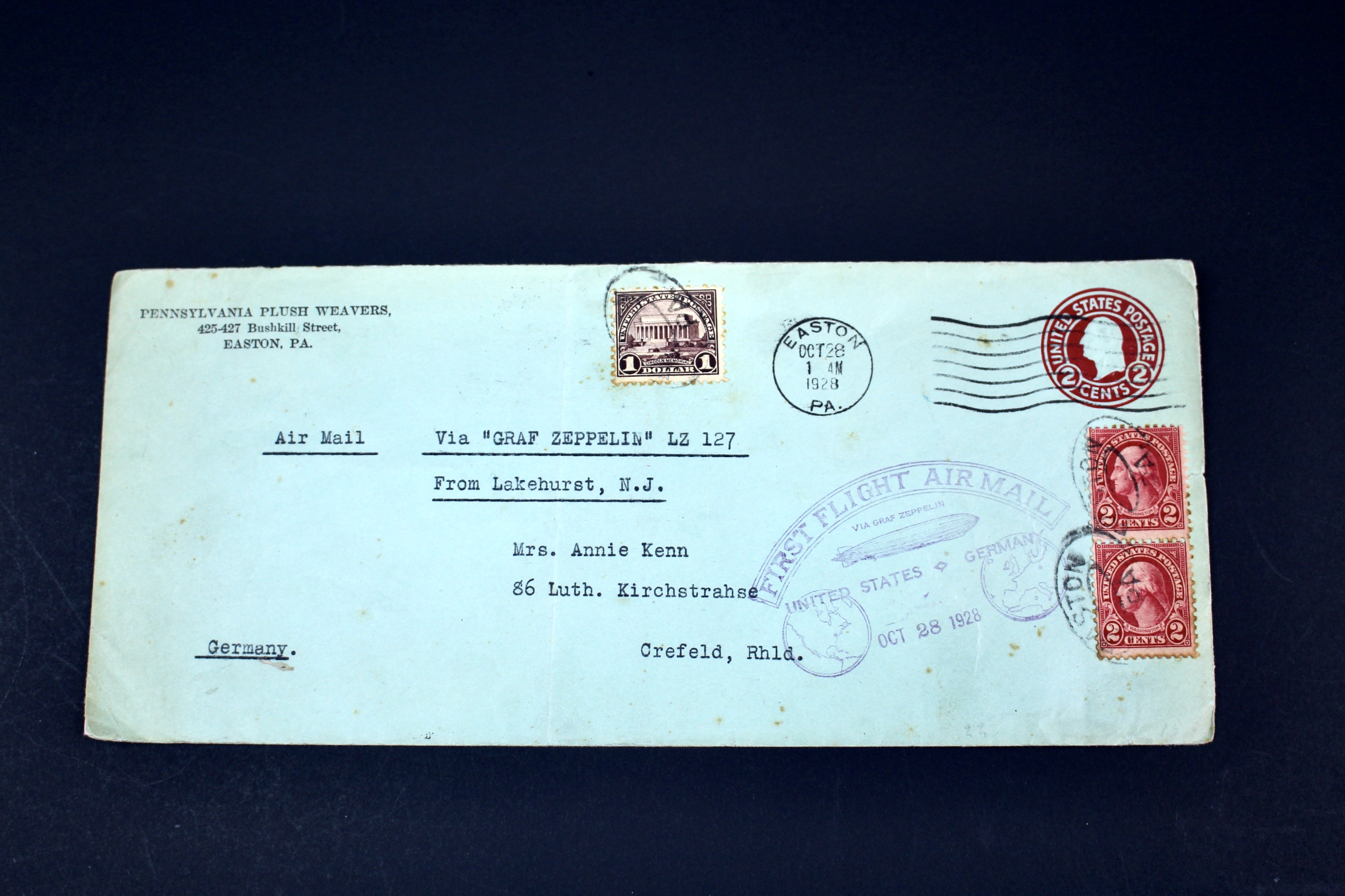 1928 Graf Zeppelin First Flight Postal Cover, Including Scott 571