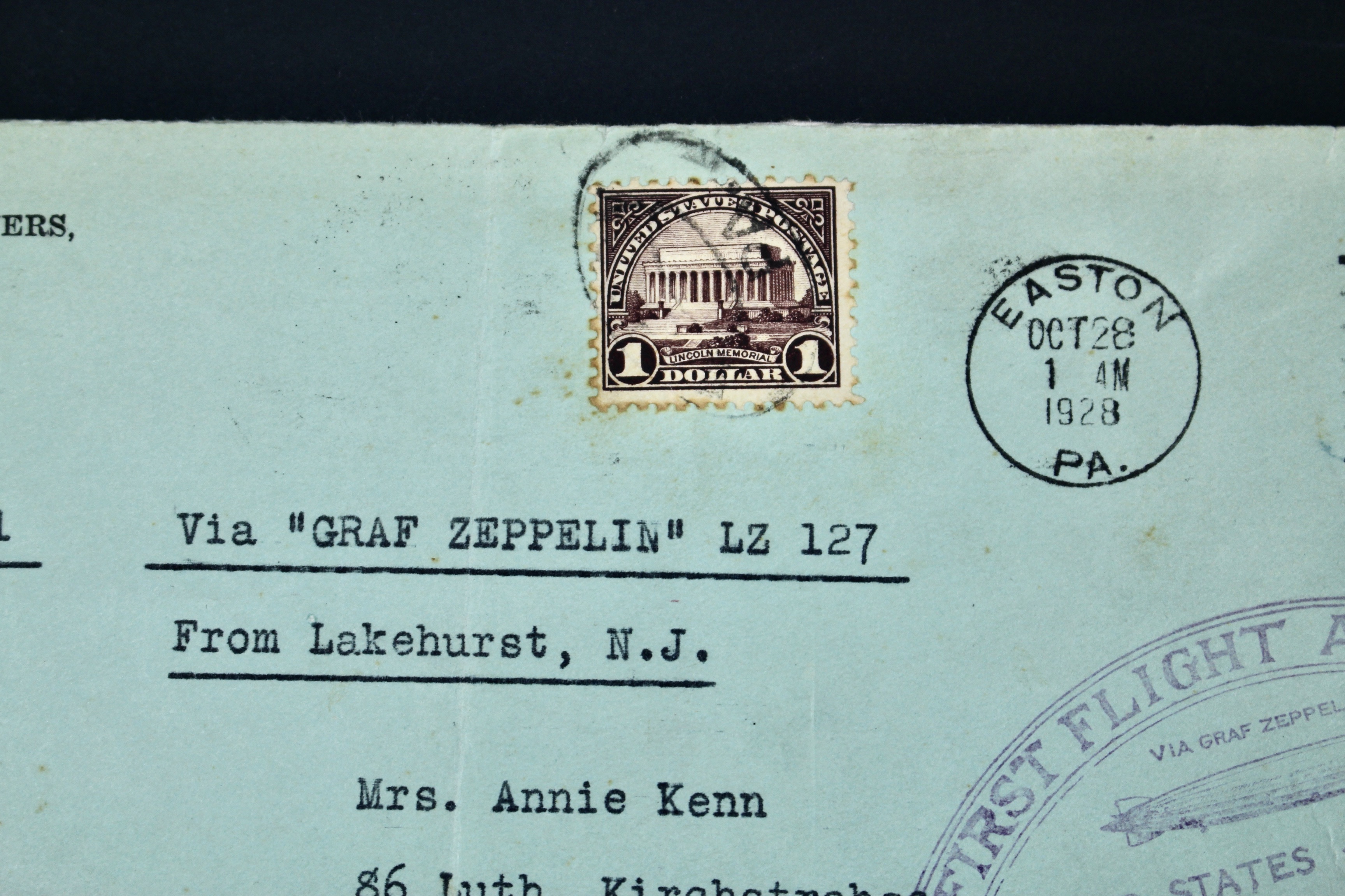 1928 Graf Zeppelin First Flight Postal Cover, Including Scott 571