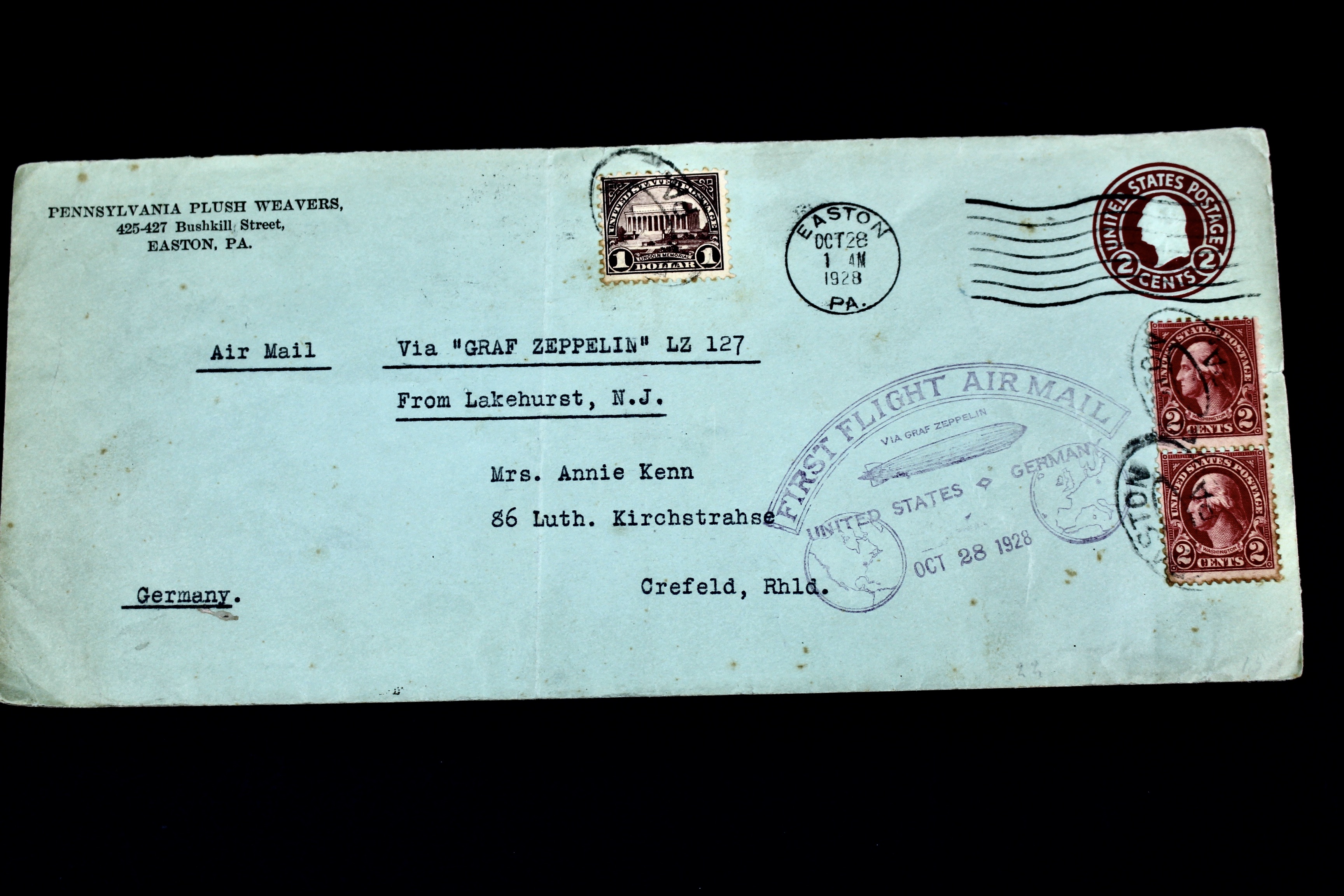 1928 Graf Zeppelin First Flight Postal Cover, Including Scott 571