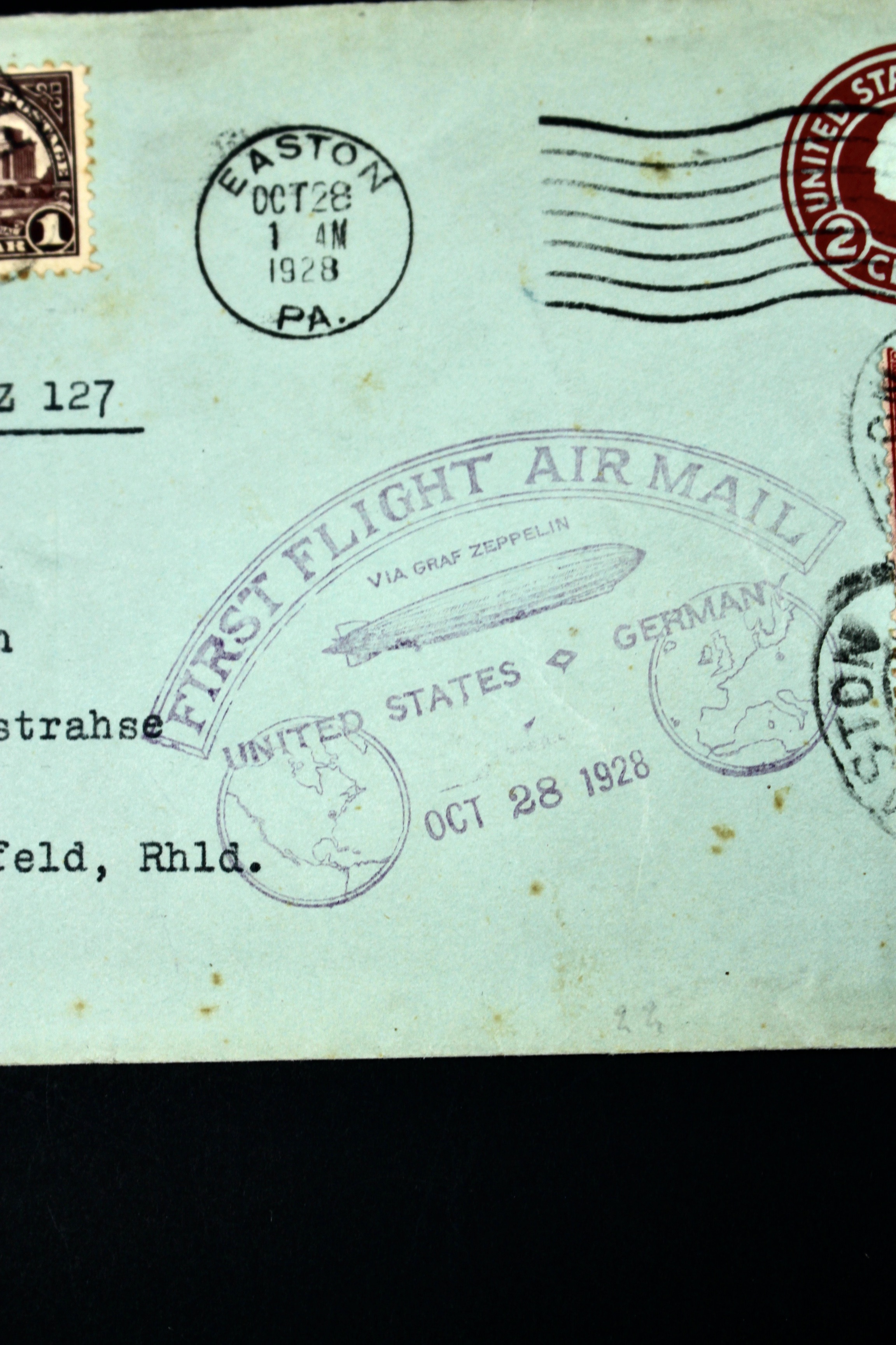 1928 Graf Zeppelin First Flight Postal Cover, Including Scott 571